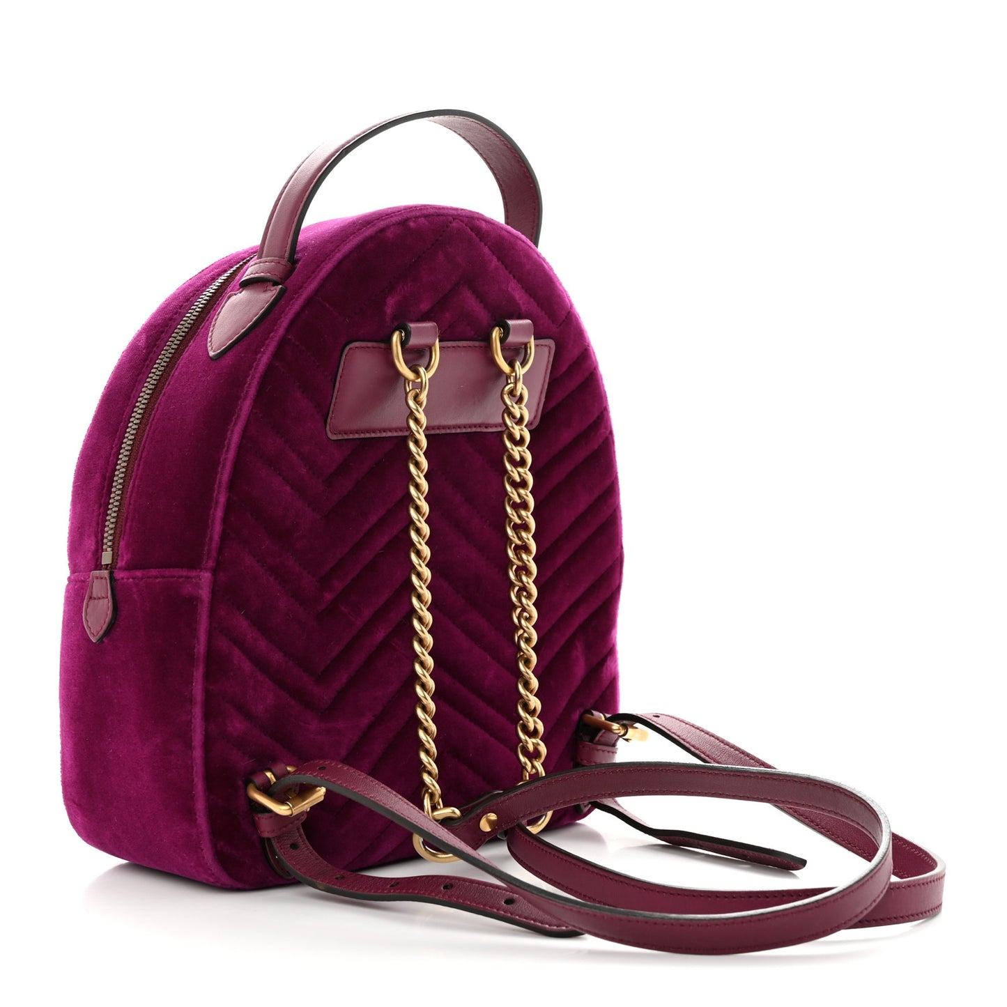 Velvet Matelasse GG Marmont Dome Backpack Fuchsia Violet Cyclamen