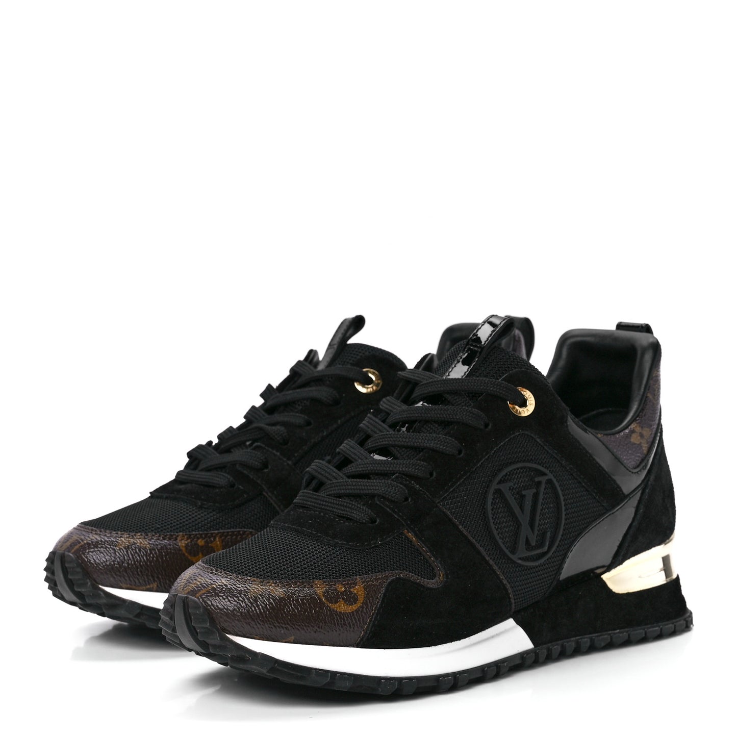 Suede Monogram Run Away Sneakers 40 Black