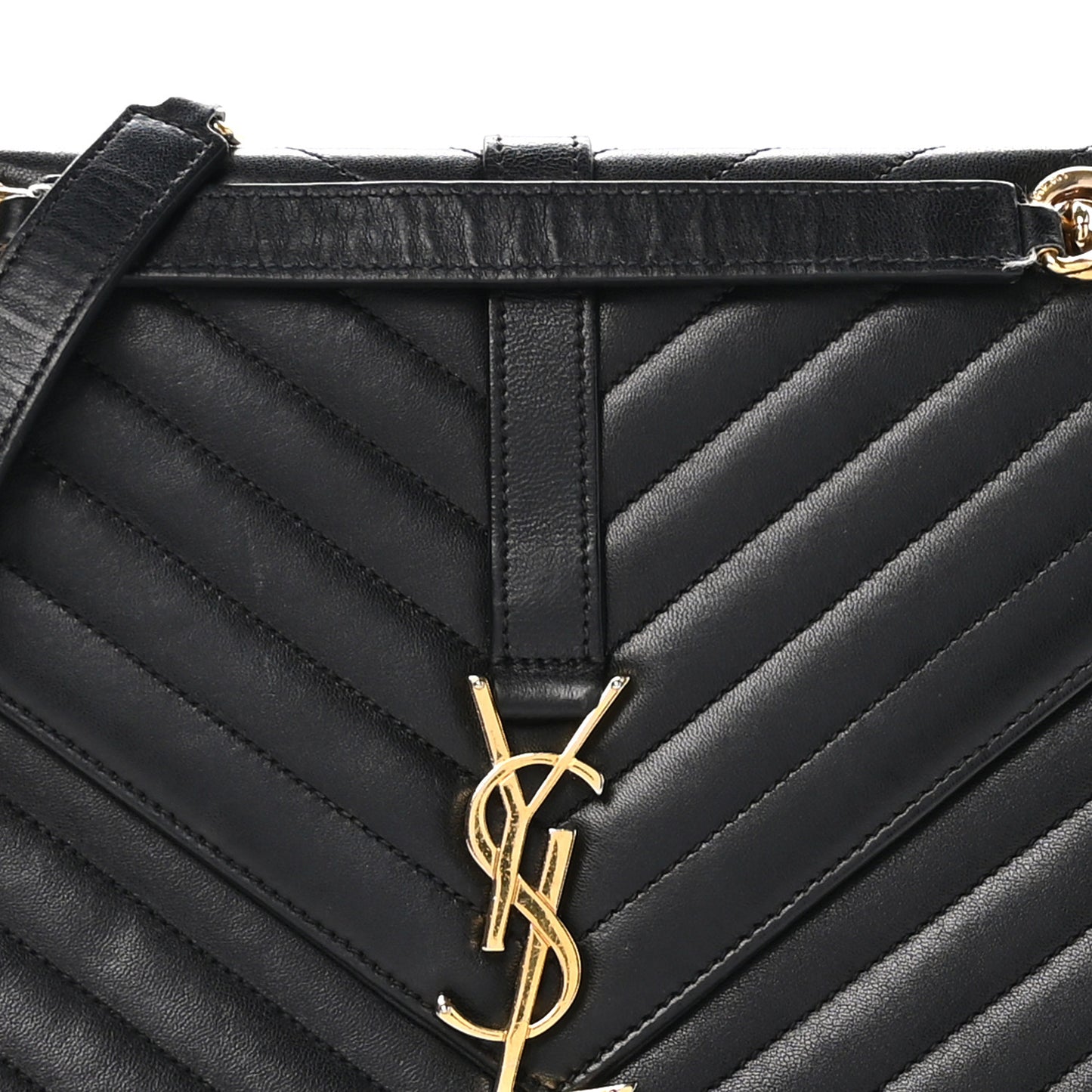 Calfskin Matelasse Chevron Medium Monogram Satchel Black