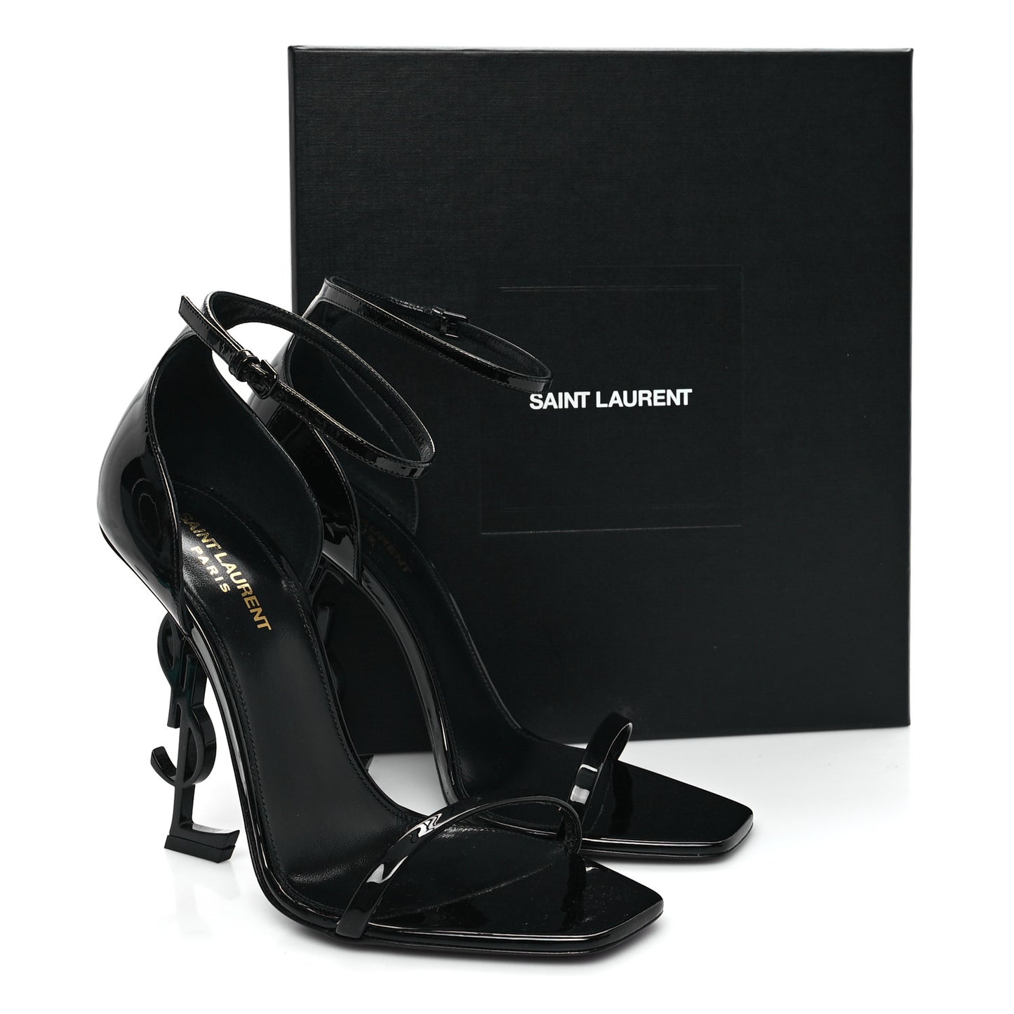 Patent Calfskin Opyum 110 Sandals 41 Black