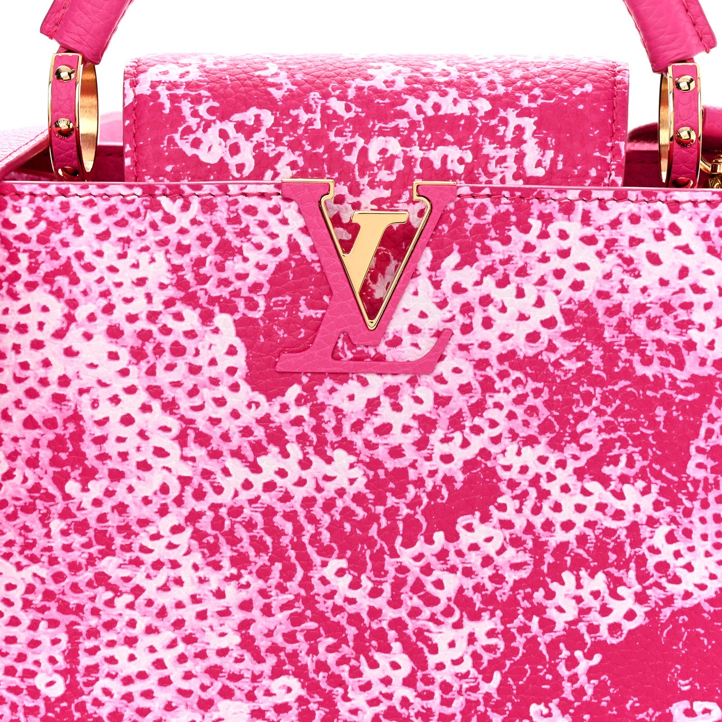 LV X YK Taurillon Infinity Net Capucines BB Fuchsia