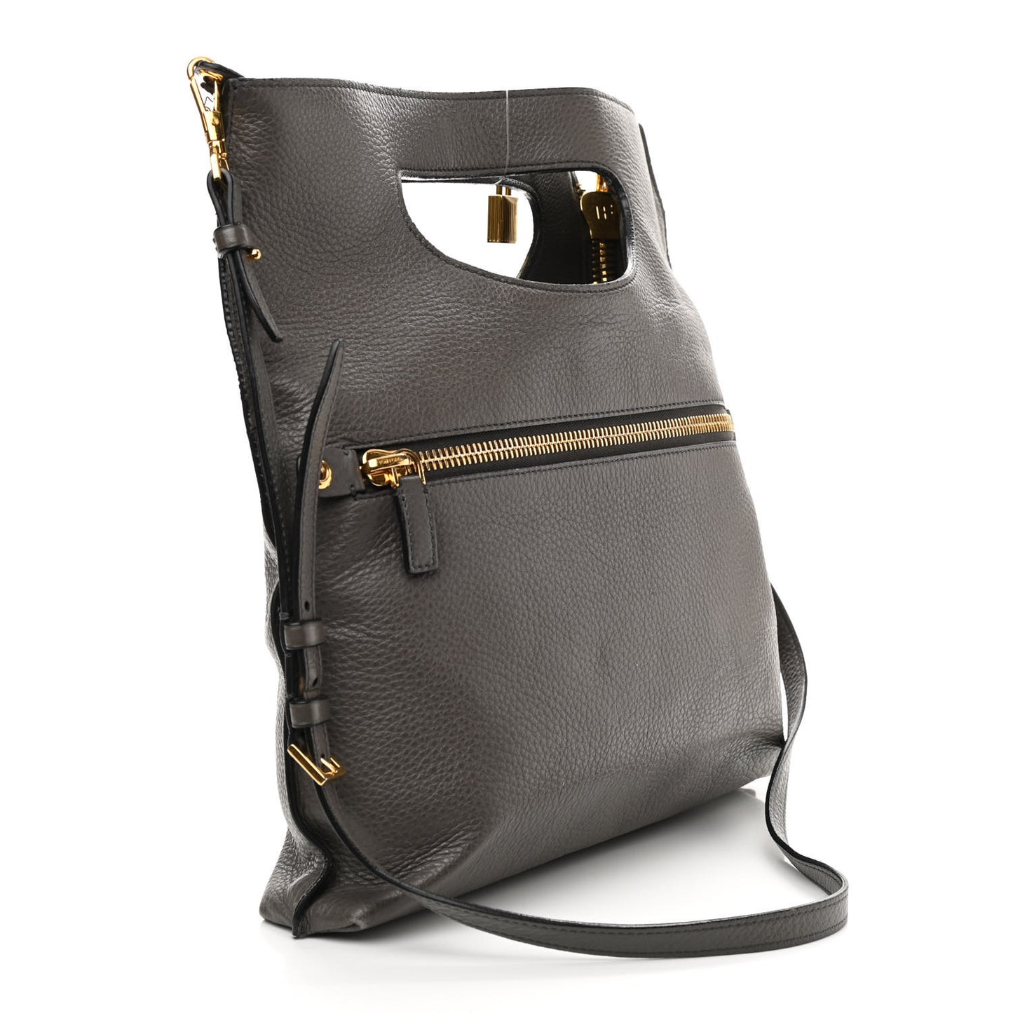 Grained Calfskin Alix Padlock Zip Tote Graphite