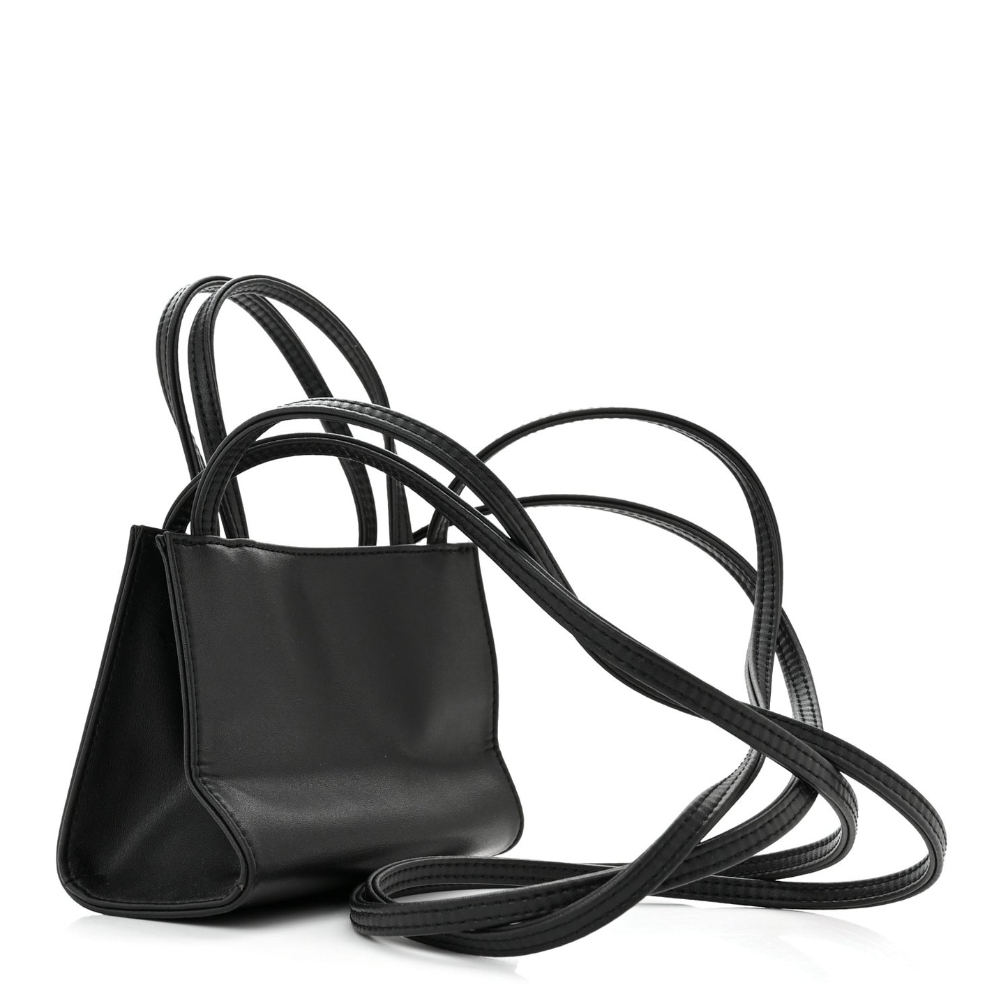 Vegan Leather Small Shopping Bag Black
