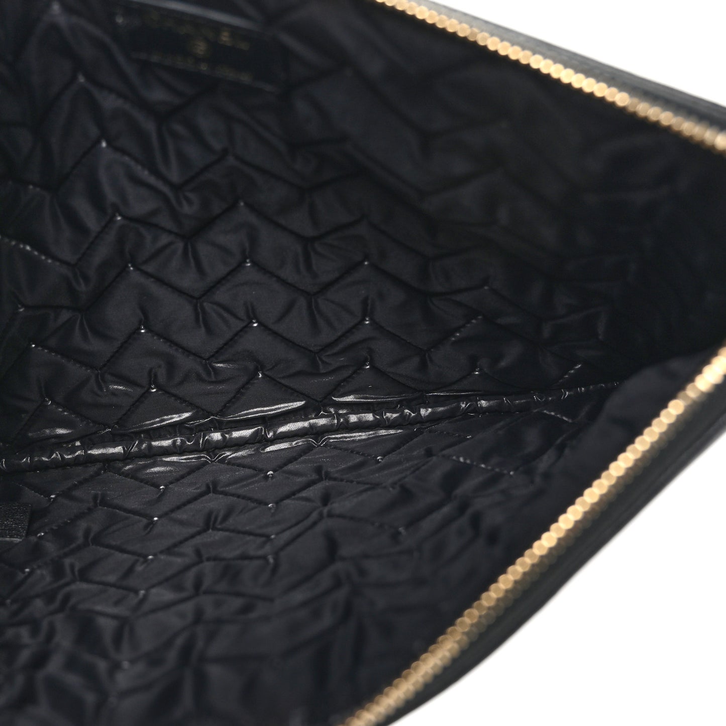 Sheepskin Chevron Quilted Large Vintage Mademoiselle Cosmetic Case Anthracite
