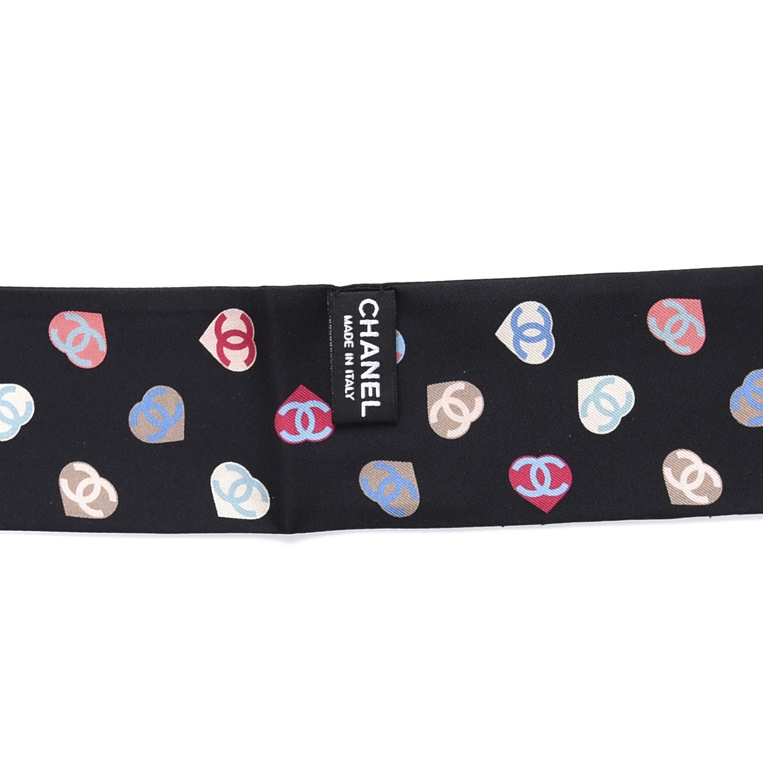 Chanel Silk Heart CC Slim Bandeau Scarf Black 4 of 4
