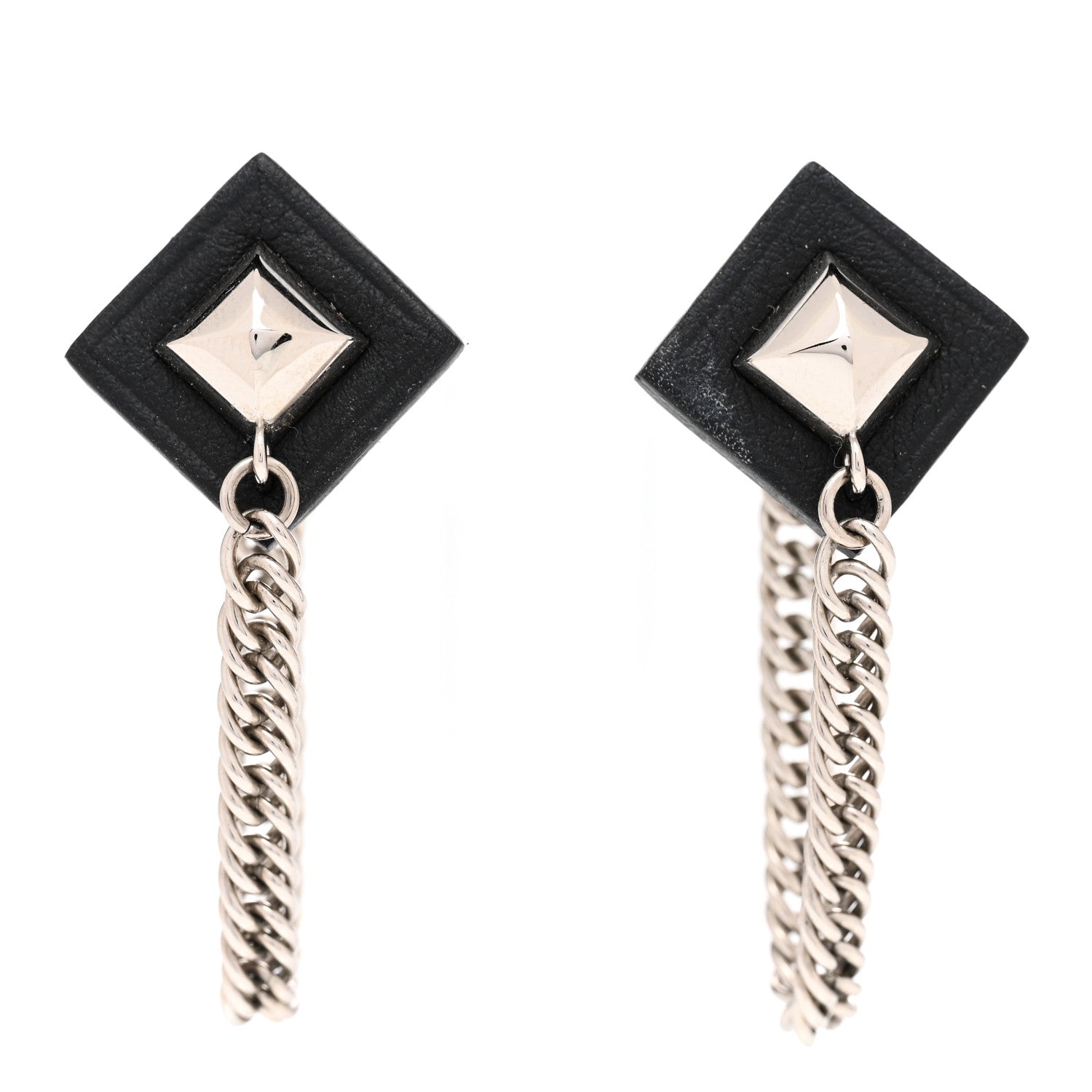 Hermes Palladium Swift Gourmette Equestre Earrings Black 1 of 4