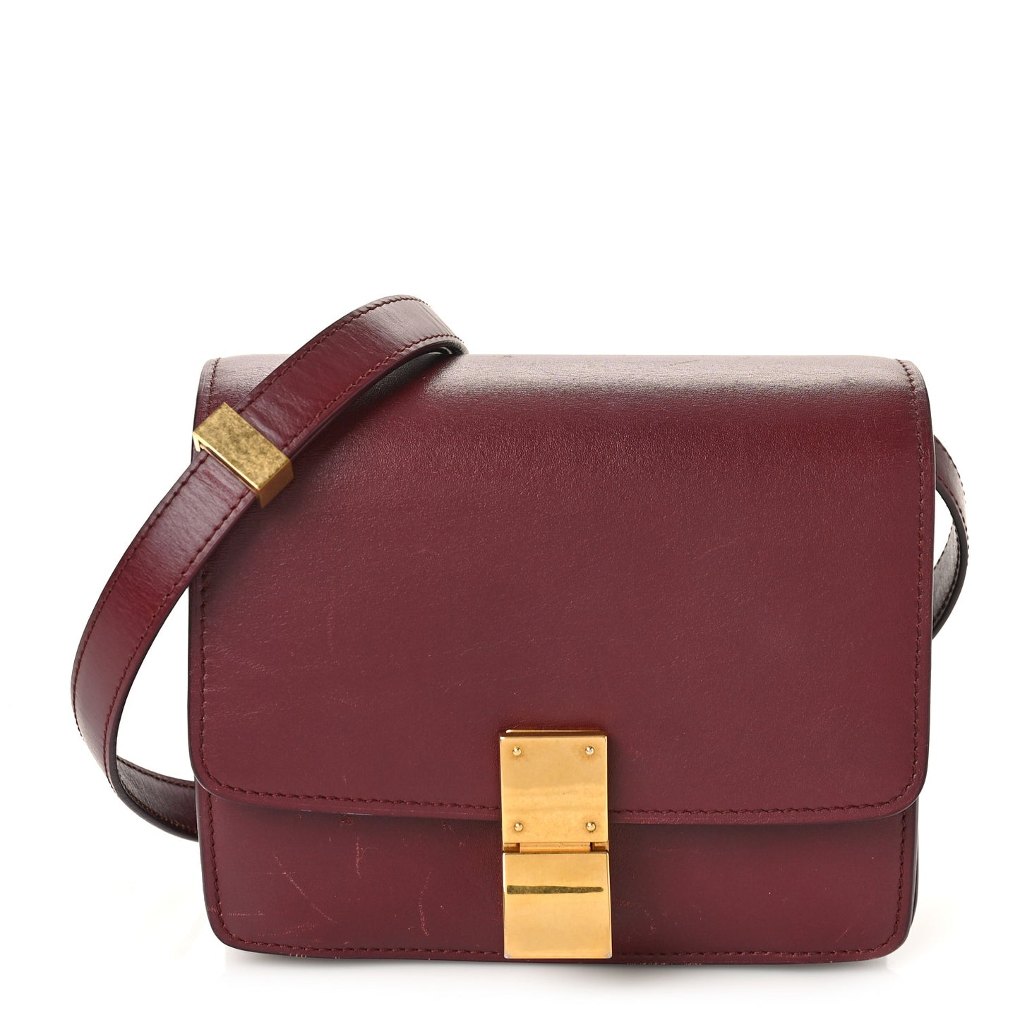 Box Calfskin Small Classic Box Flap Bag Burgundy