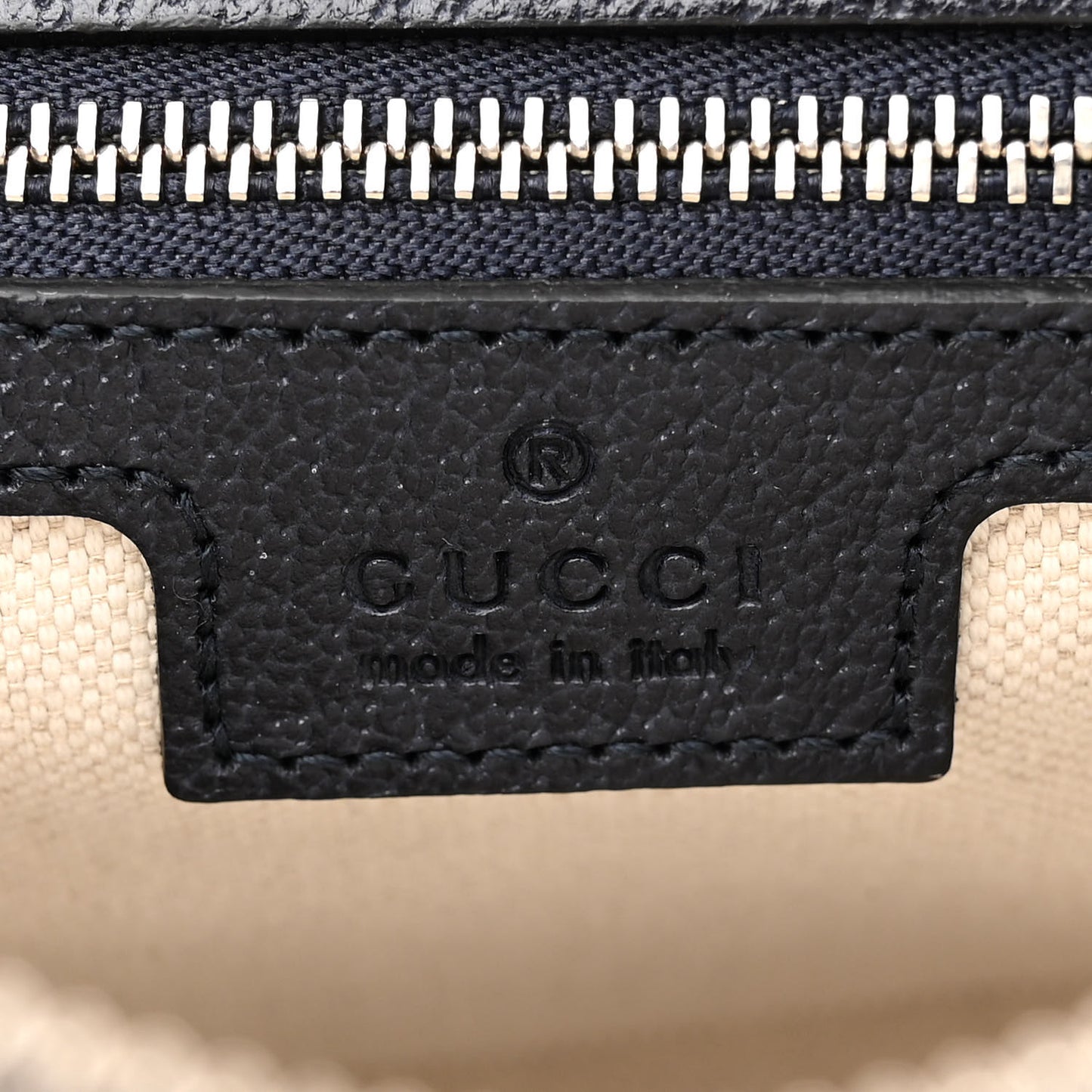 GG Supreme Monogram Textured Dollar Calfskin Small Horsebit 1955 Shoulder Bag Beige Blue