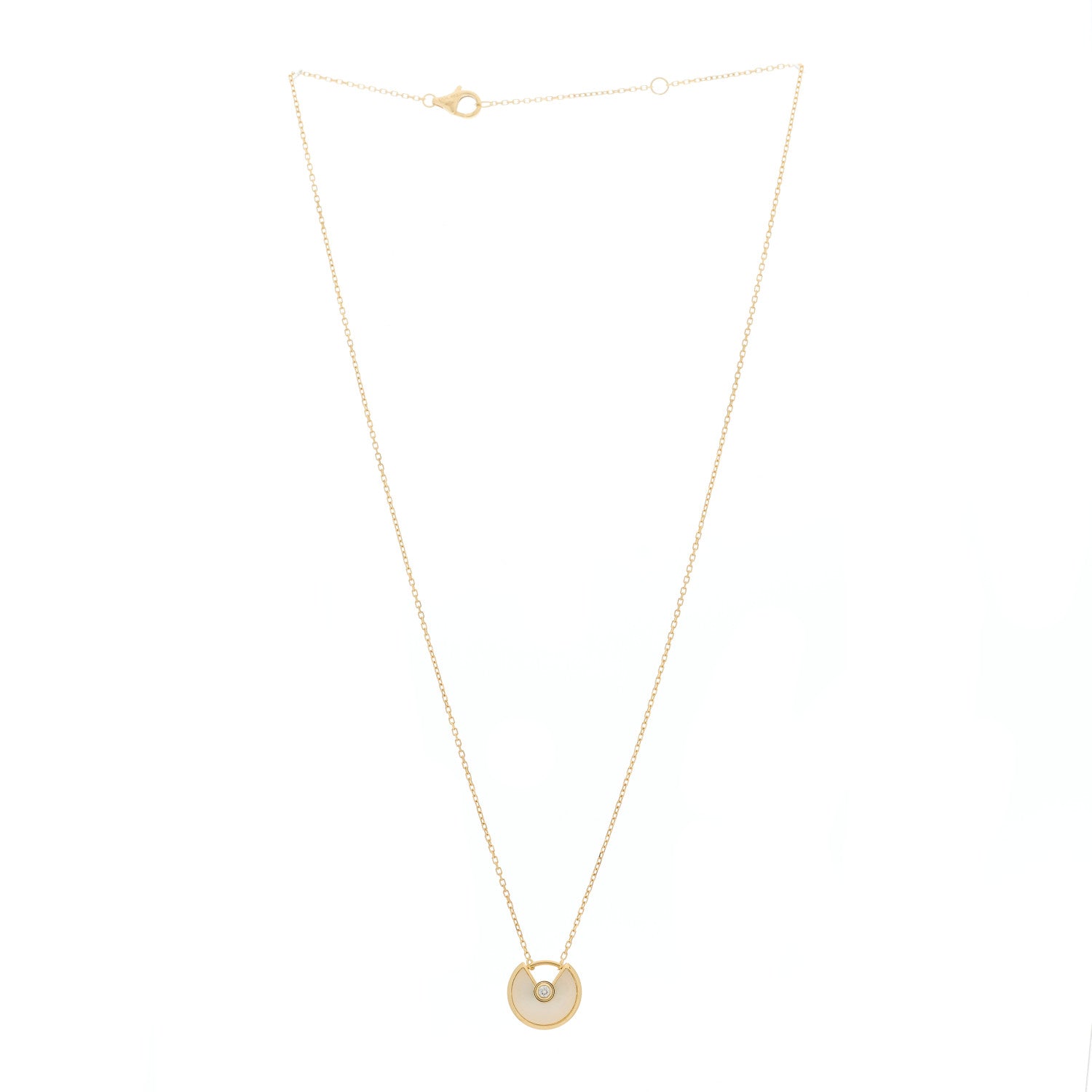 Cartier 18K Yellow Gold Diamond Mother of Pearl XS Amulette de Cartier Pendant Necklace 3 of 6