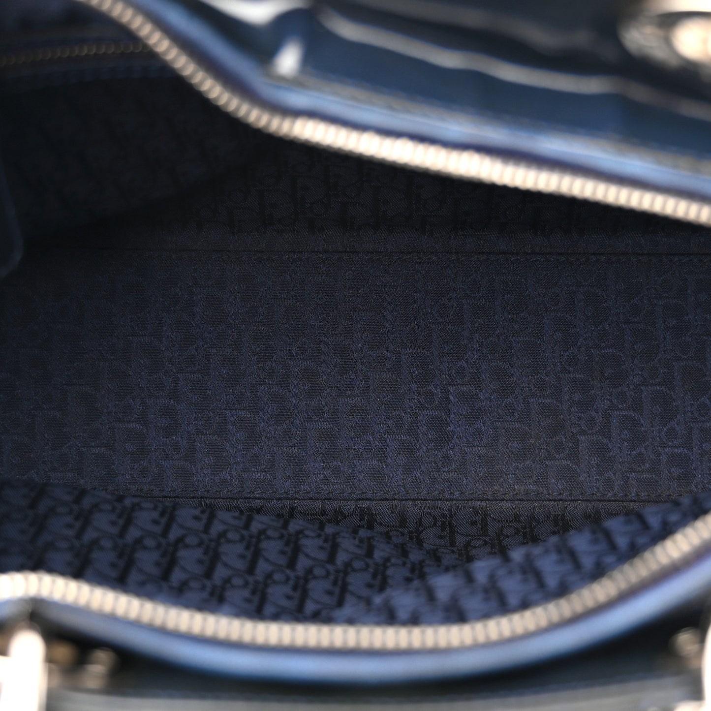 Patent Cannage Large Lady Dior Navy Blue