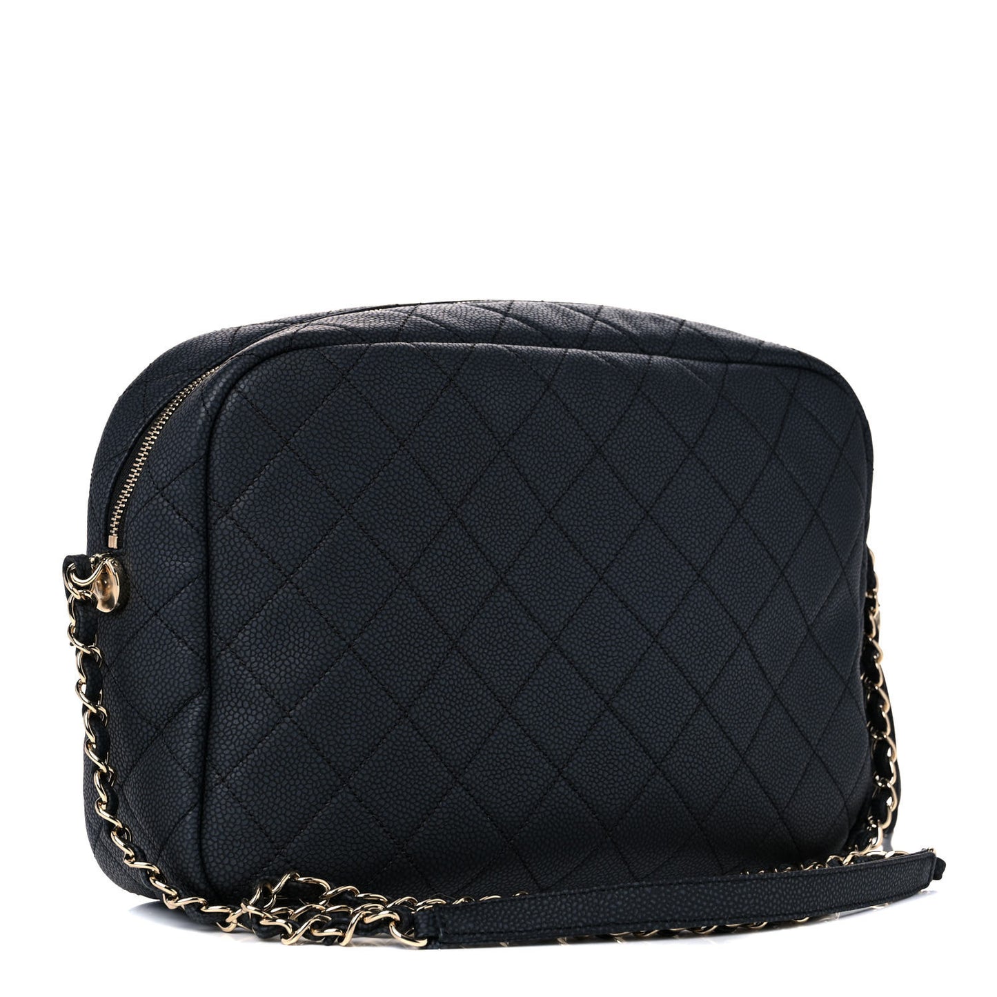 Caviar Quilted Large Coco Tassel Camera Case Black