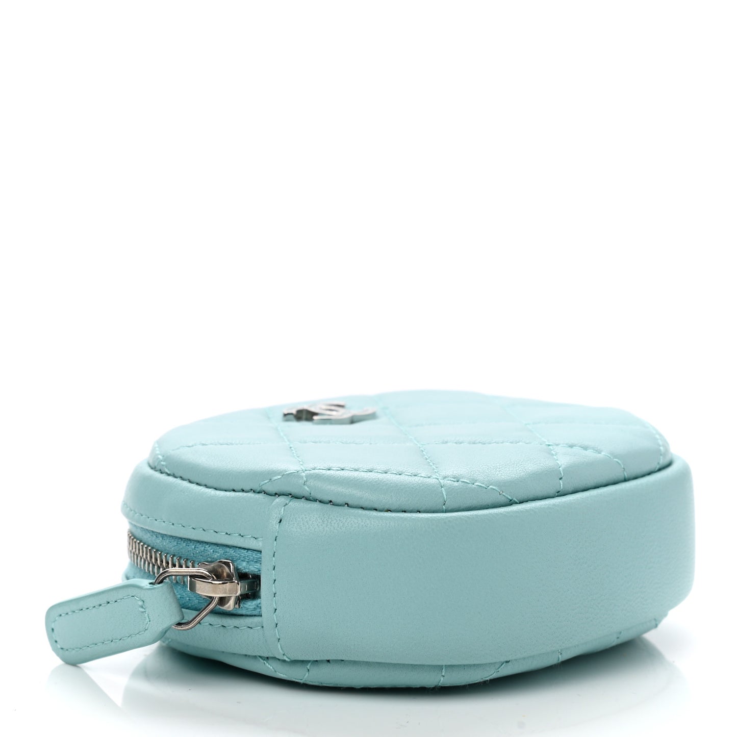Lambskin Quilted Zip Around Classic Coin Purse Light Blue