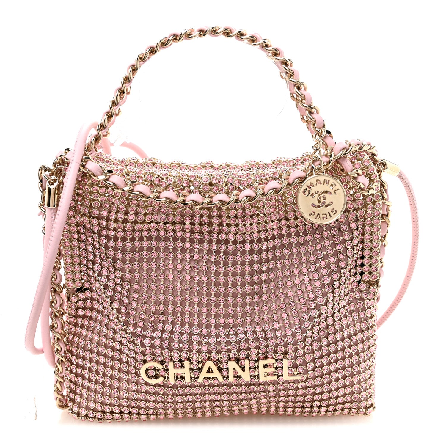 Chanel Crystal Embellished Metallic Lambskin Mini Chanel 22 Light