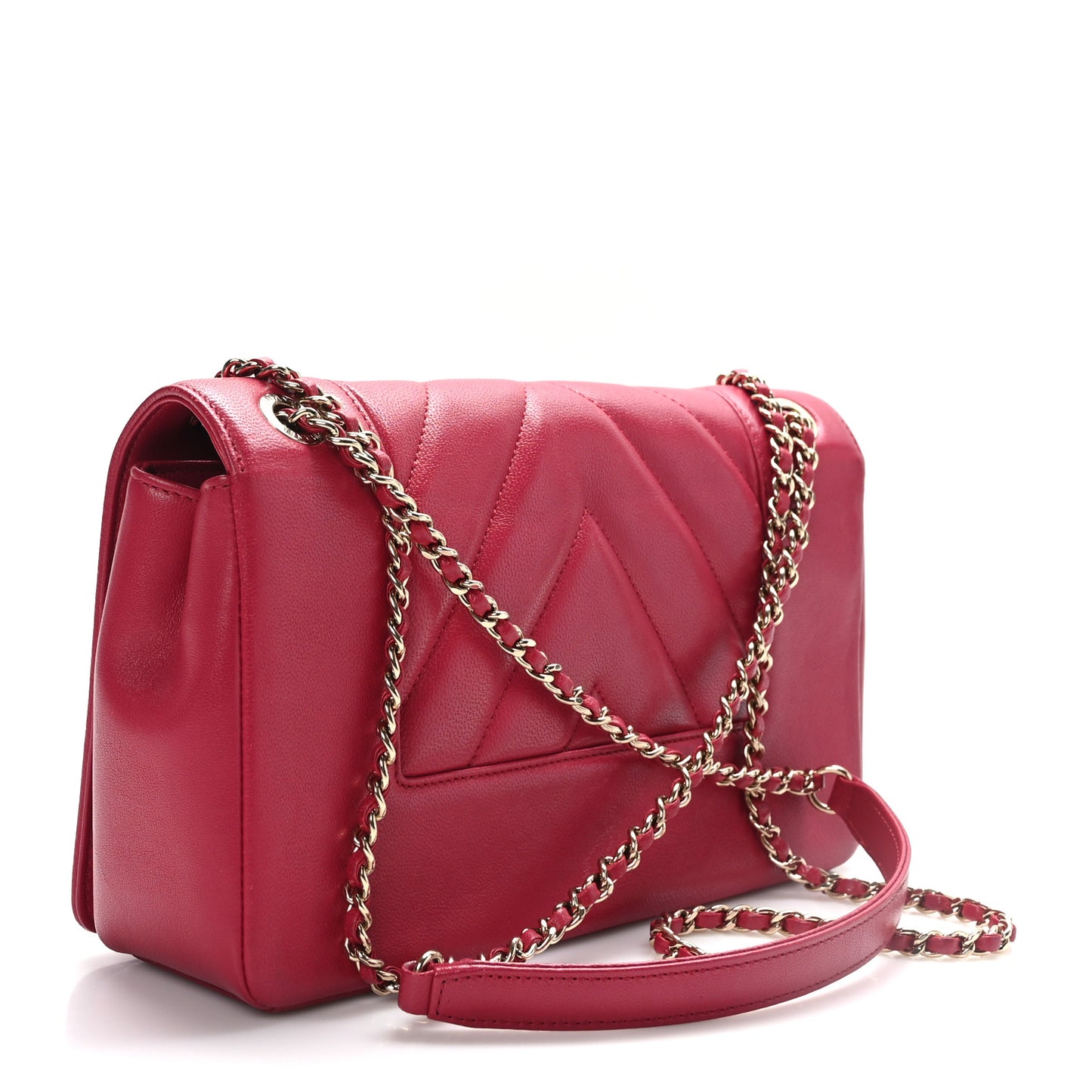 Sheepskin Chevron Quilted Vintage Mademoiselle Flap Pink