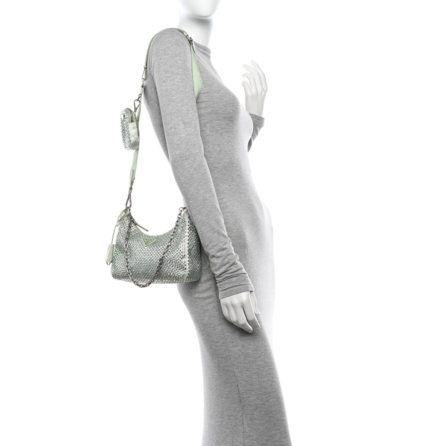 Satin Crystal Re-Edition 2005 Shoulder Bag Acqua