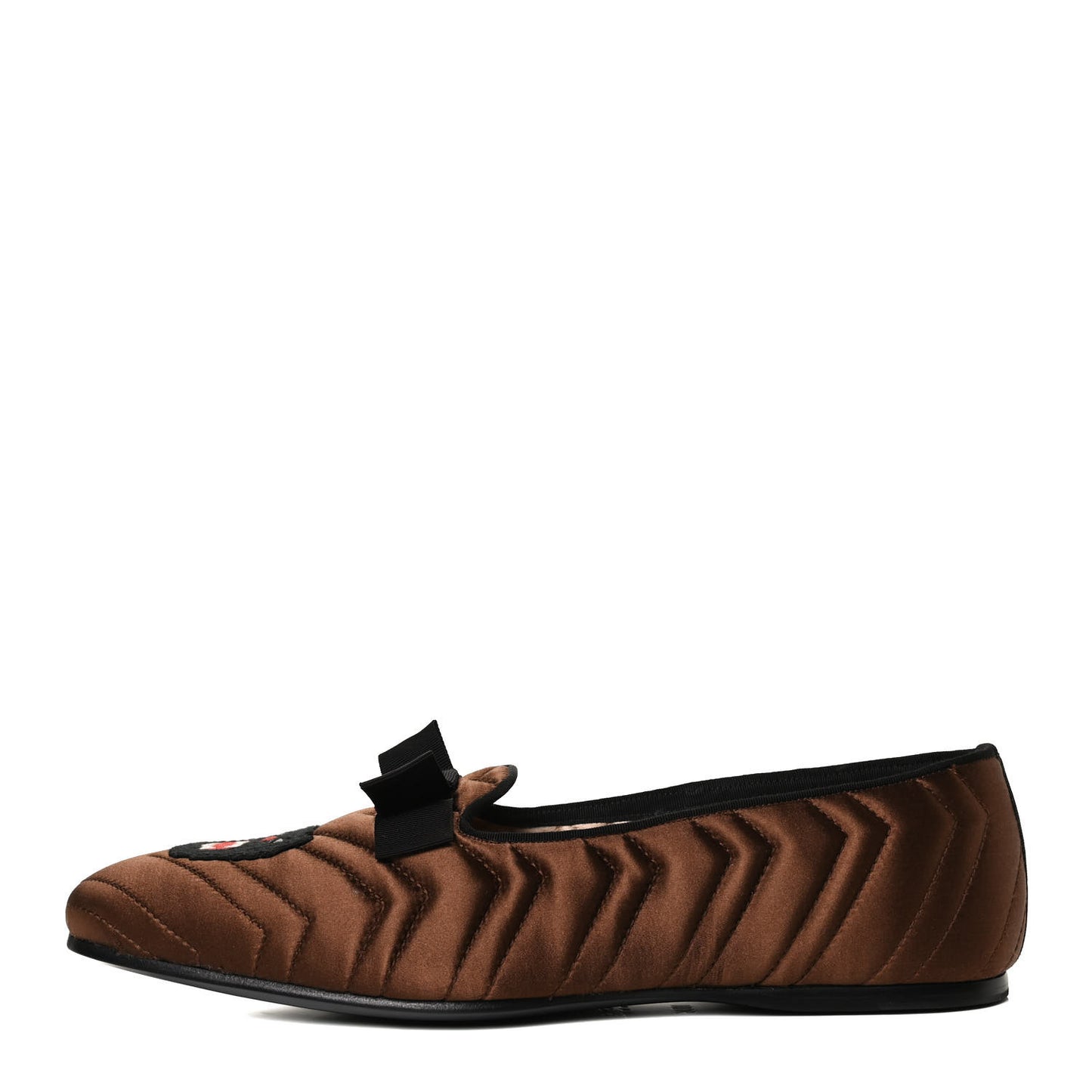Silk Panther Embroidered Mens Quilted Slippers 10.5 Brown