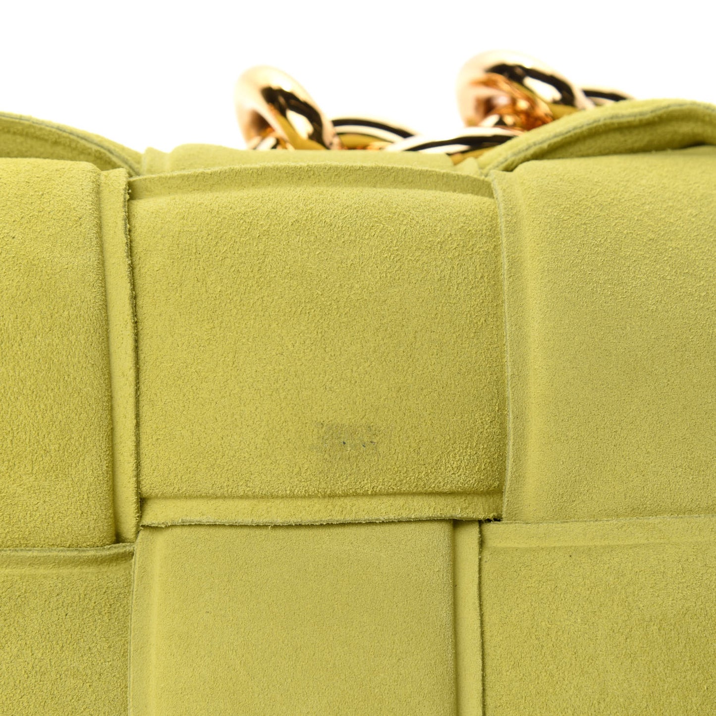 Suede Maxi Intrecciato Padded Chain Cassette Crossbody Bag Kiwi