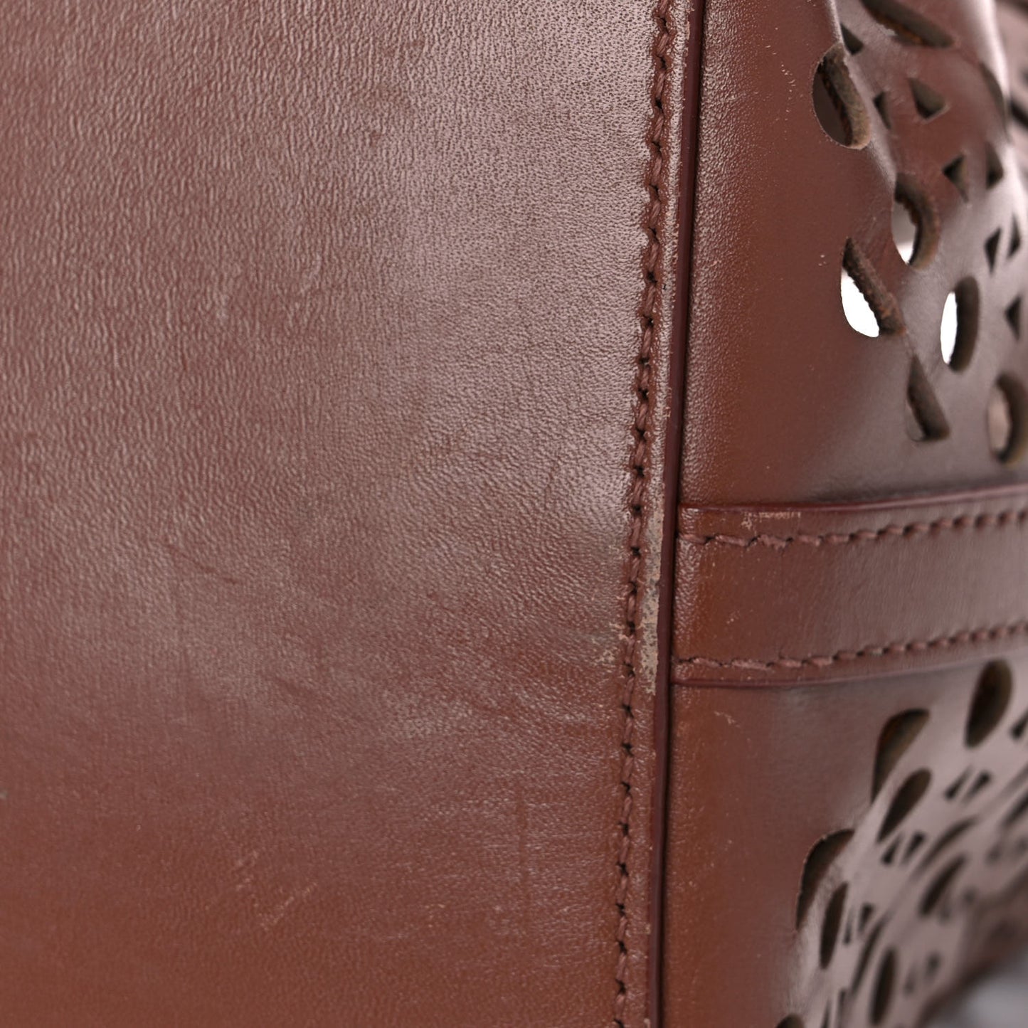 Calfskin Laser Cut Mina 32 Bag Brown