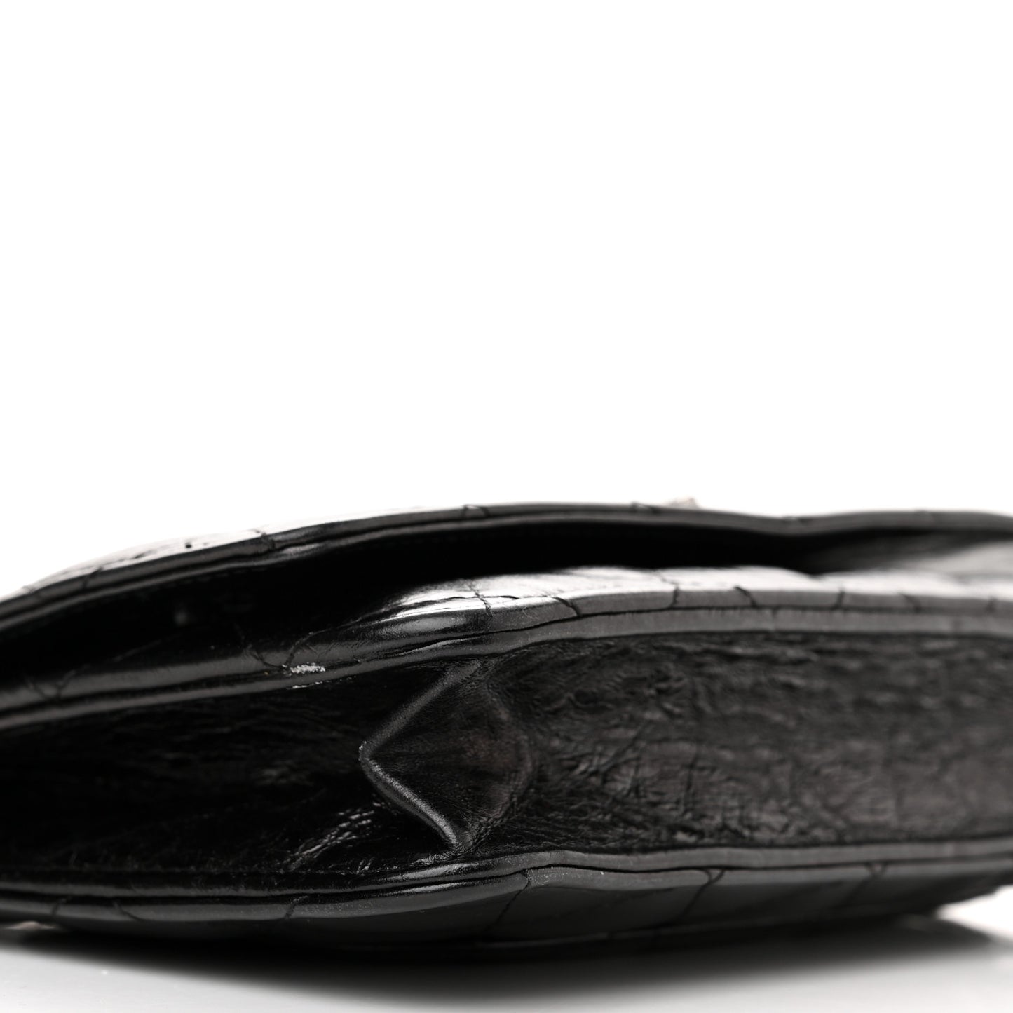 Metallic Aged Calfskin Quilted Reissue Wallet On Chain WOC Black