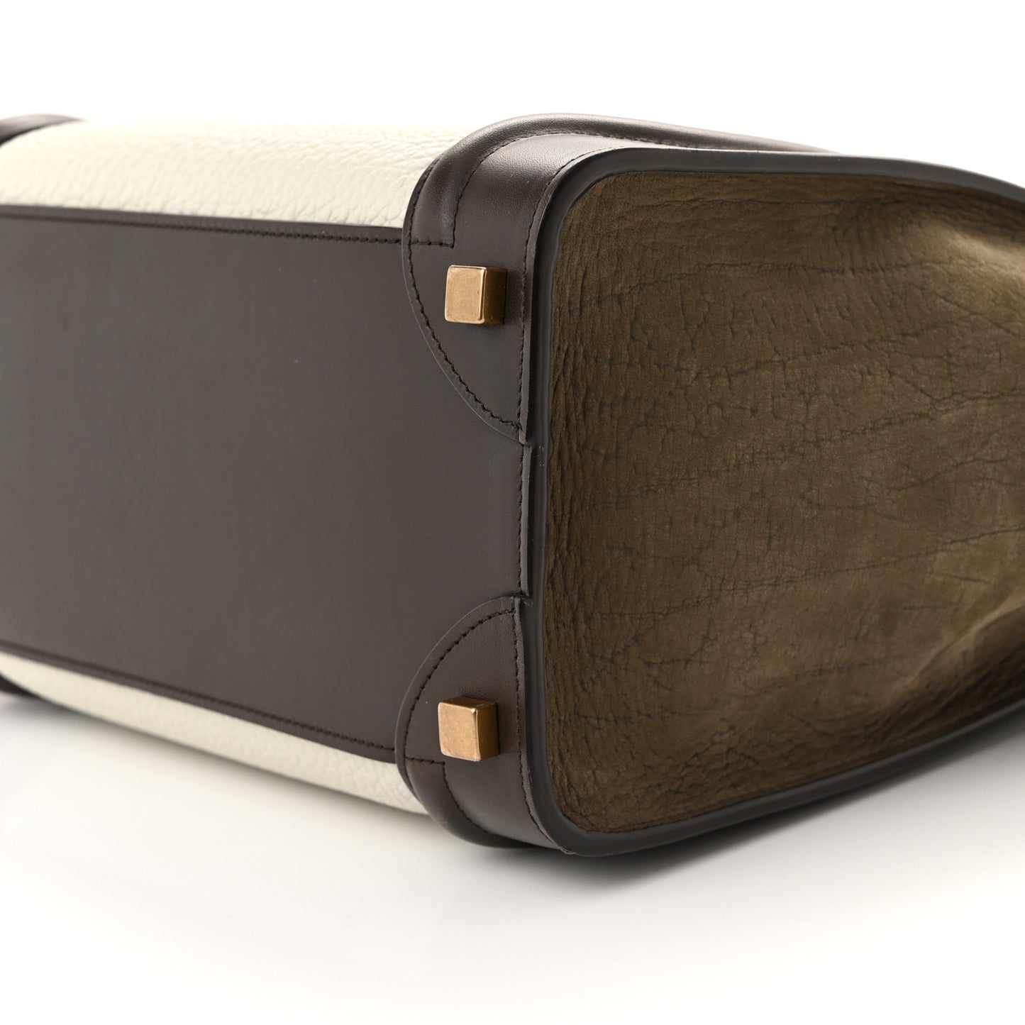 Bullhide Calfskin Nubuck Micro Tri-Color Luggage White Khaki