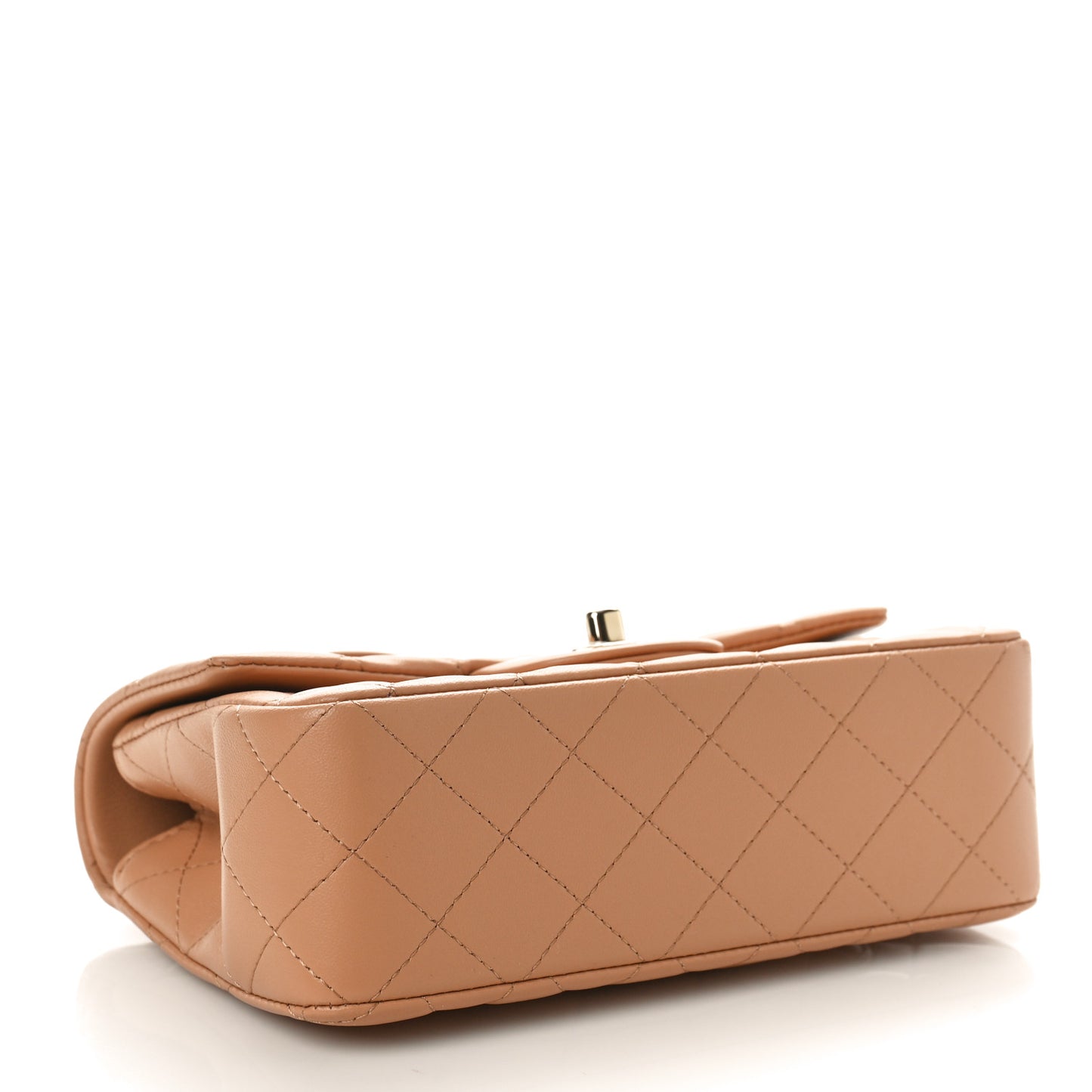 Lambskin Quilted Mini Top Handle Rectangular Flap Beige