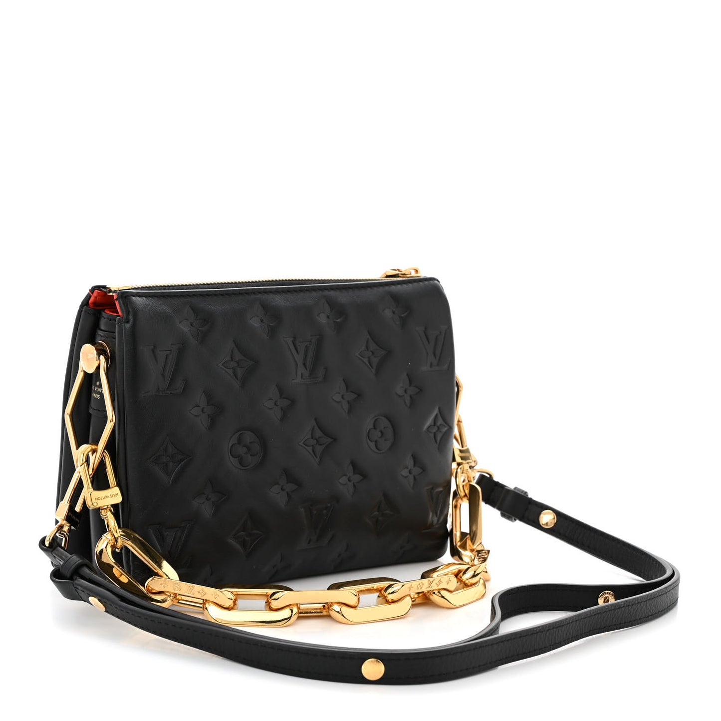 Lambskin Embossed Monogram Coussin BB Black