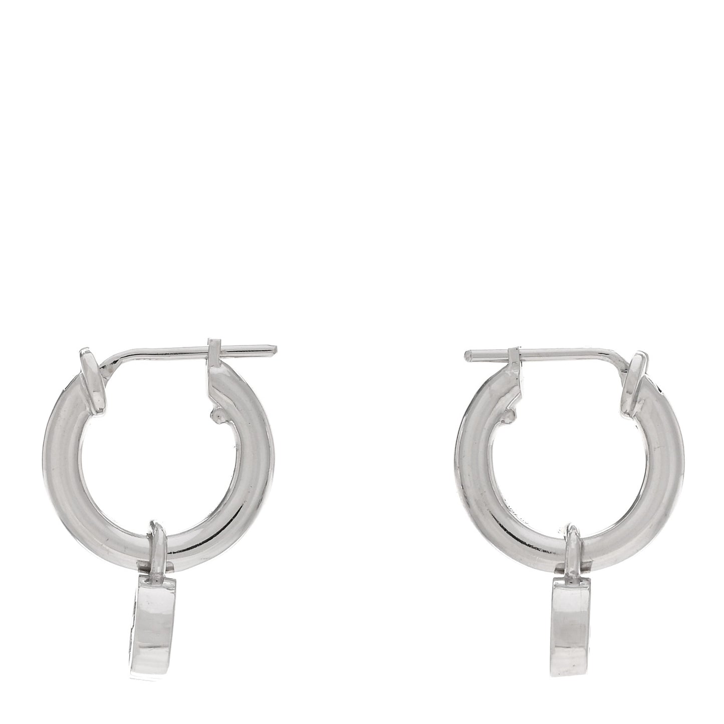 18K White Gold Running G Drop Hoop Earrings