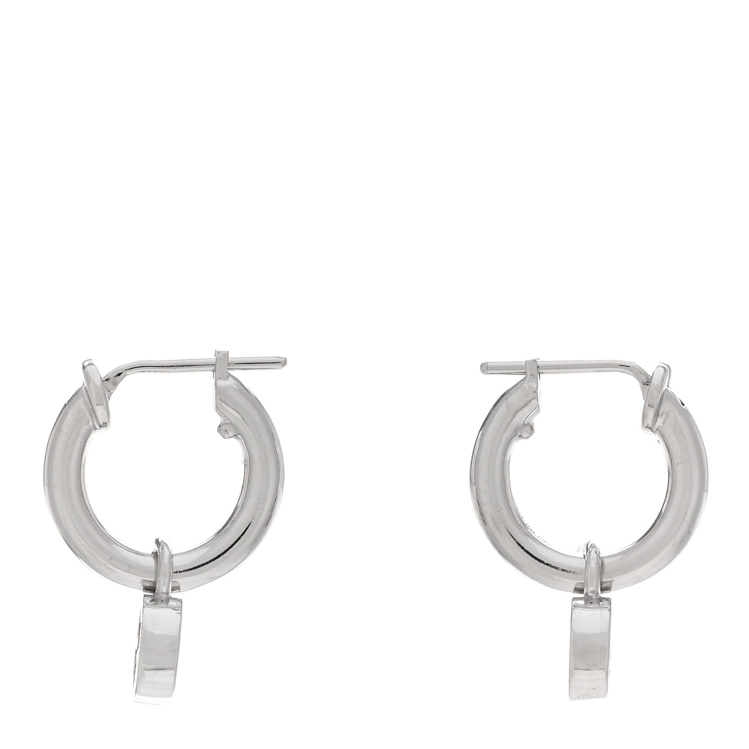 Gucci 18K White Gold Running G Drop Hoop Earrings 3 of 4