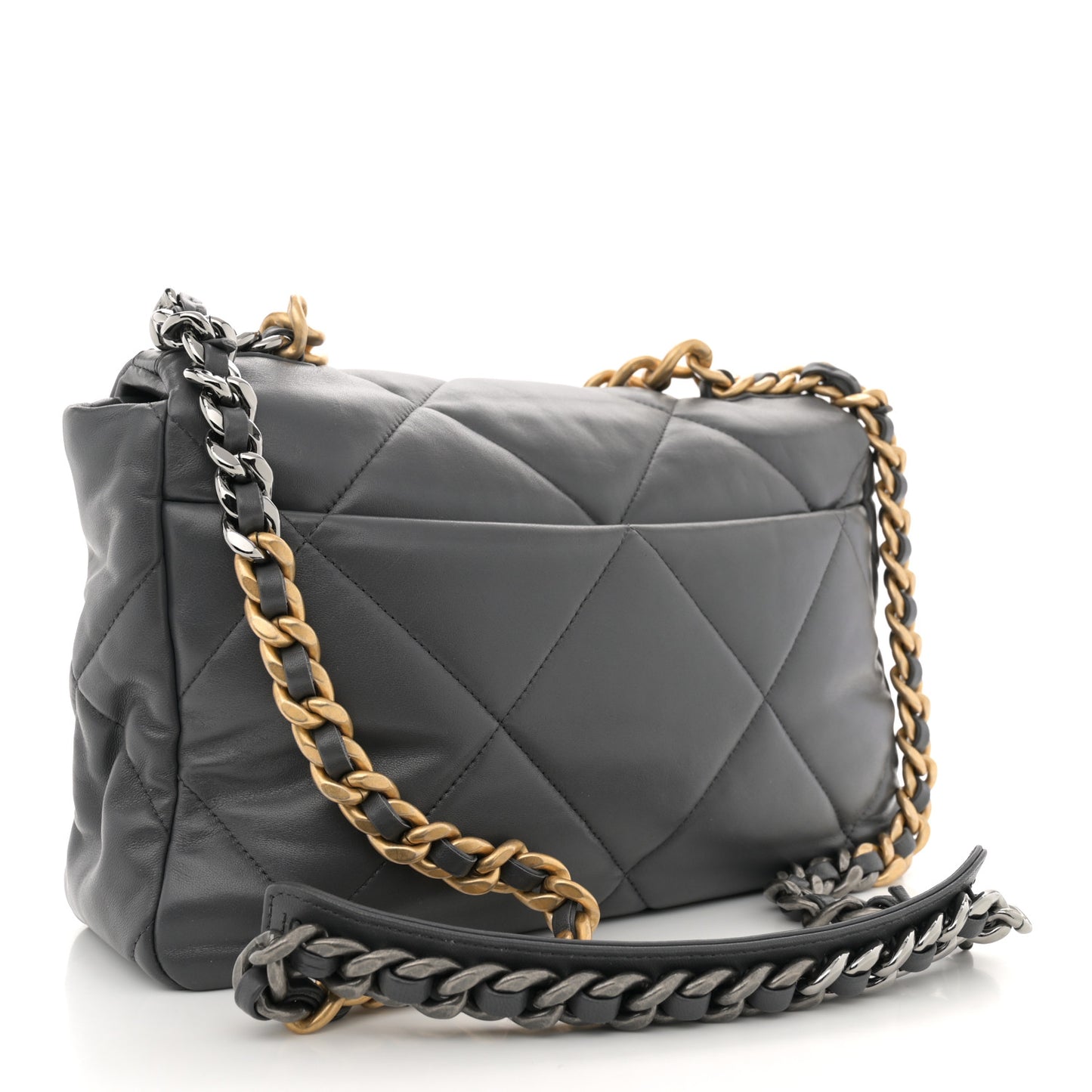 Goatskin Quilted Large Chanel 19 Flap Dark Grey