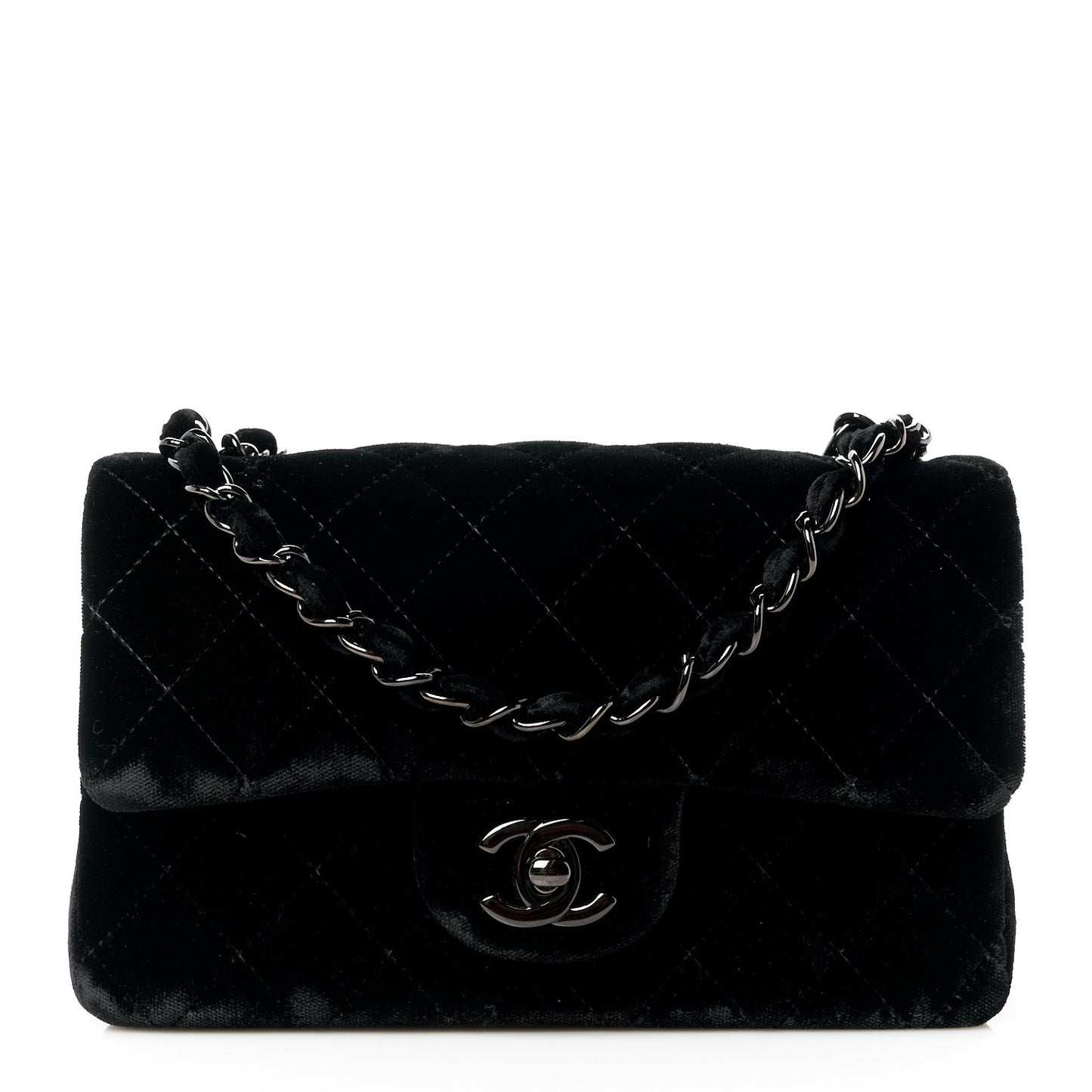 Velvet Quilted Mini Rectangular Flap So Black