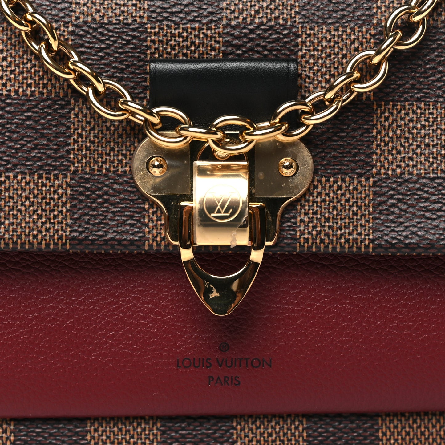 Damier Ebene Vavin Chain Wallet Bordeaux