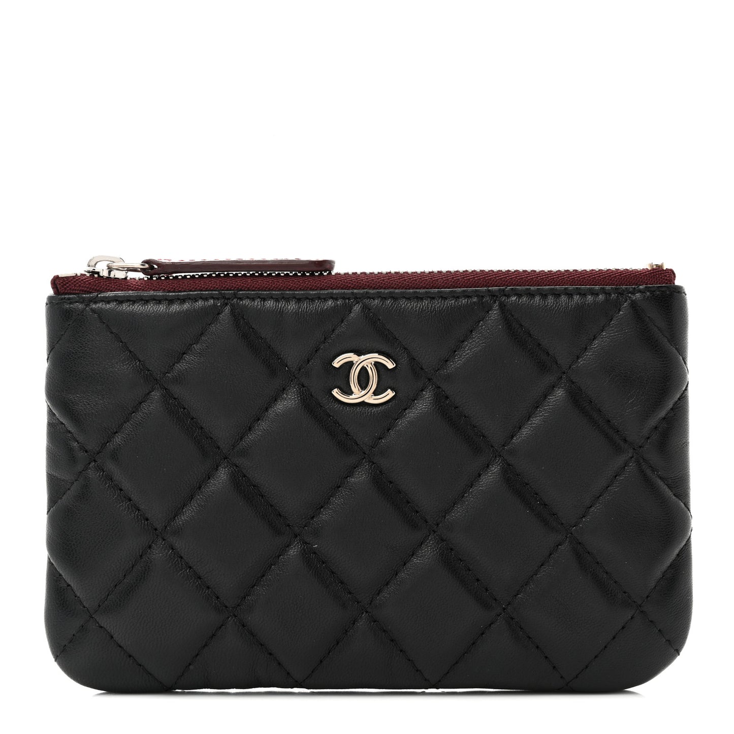 Lambskin Quilted Small Cosmetic Case Black