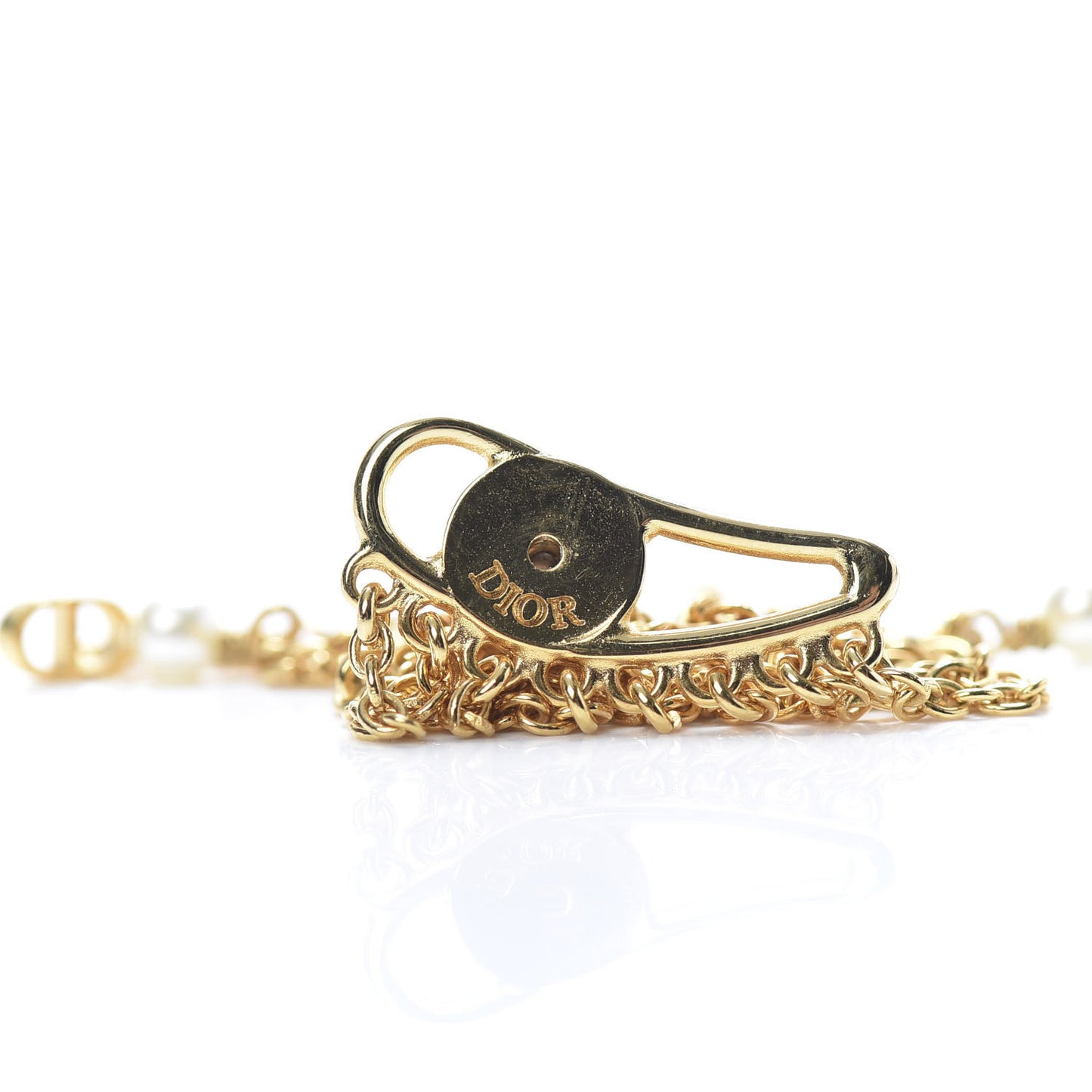 Pearl Dangle Chain Earrings Gold
