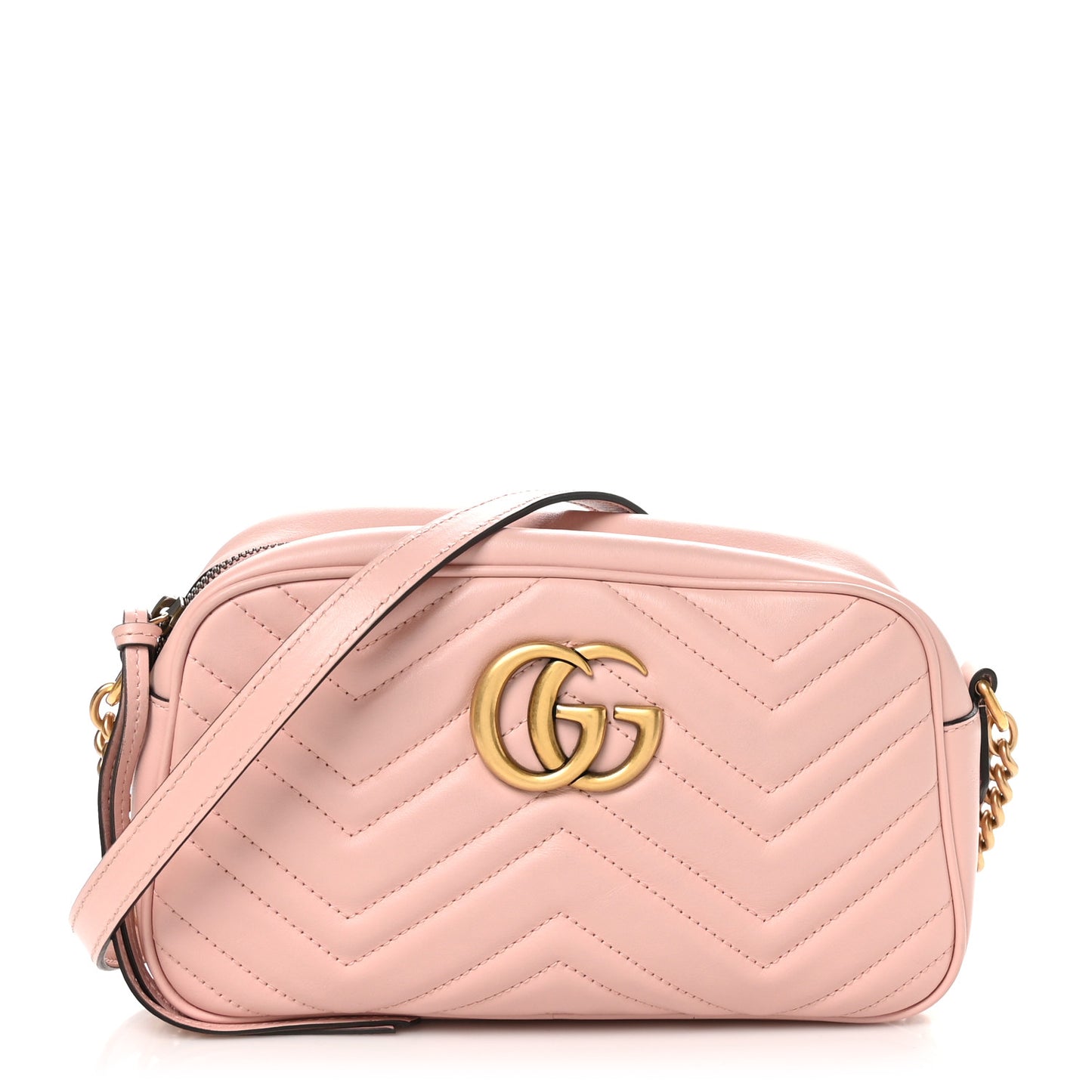 Calfskin Matelasse Small GG Marmont Chain Shoulder Bag Perfect Pink