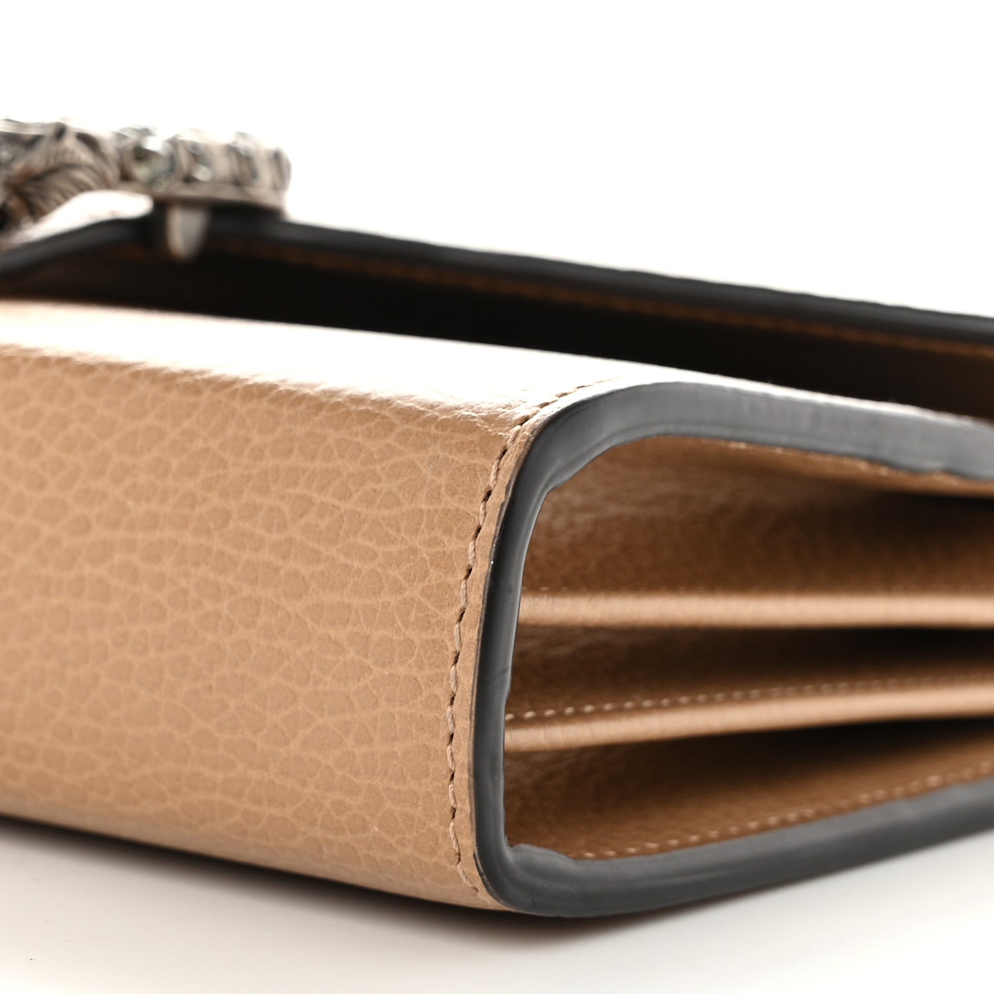 Dollar Calfskin Crystal Mini Dionysus Chain Wallet Natural Tan Black Diamond