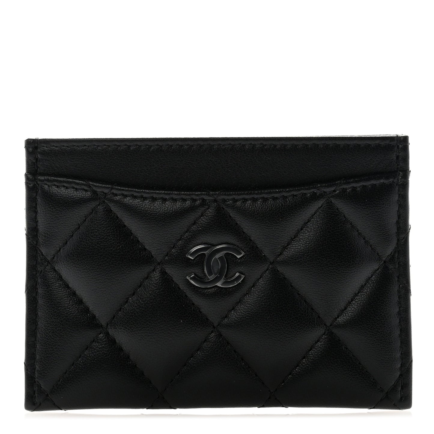 Lambskin Quilted Card Holder So Black