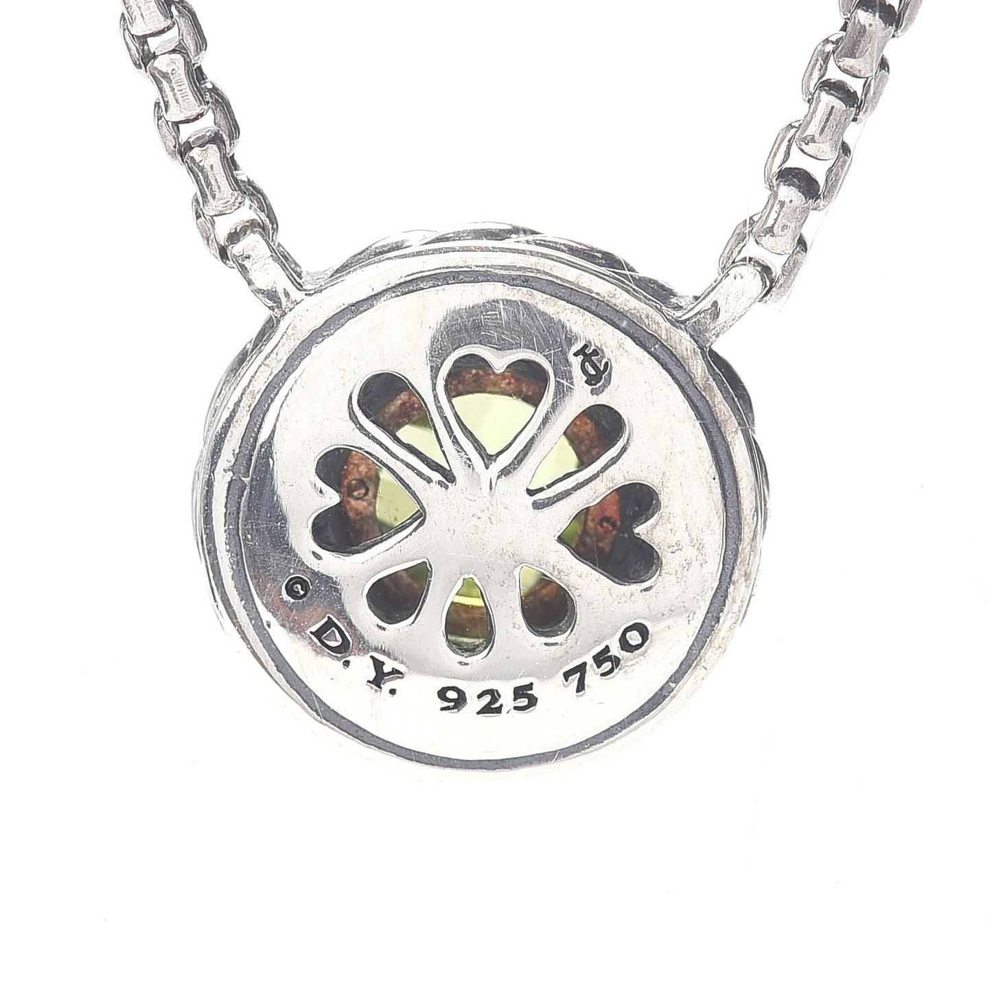 Sterling Silver 18K Yellow Gold Peridot Cookie Pendant Necklace