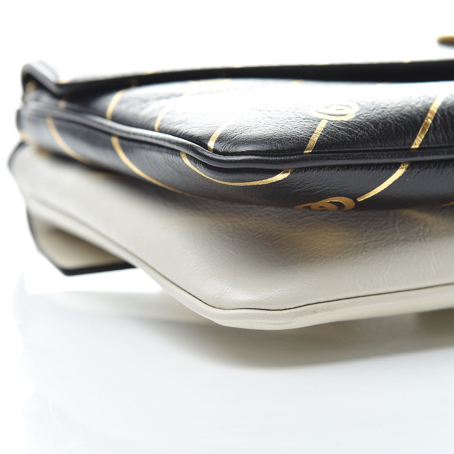 Calfskin Diagonal GG Medium Thiara Double Envelope Shoulder Bag Black White