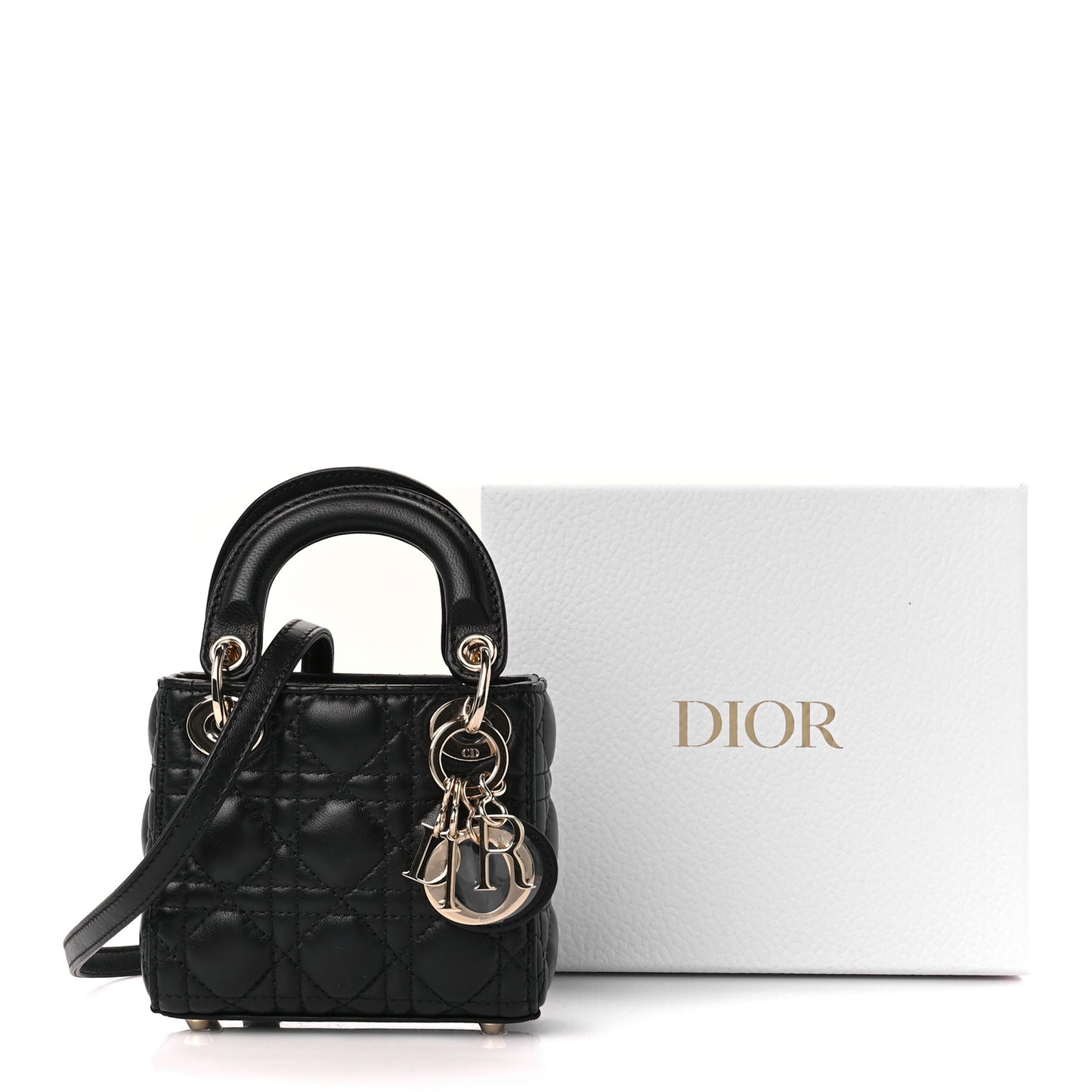 Lambskin Cannage Micro Lady Dior Black