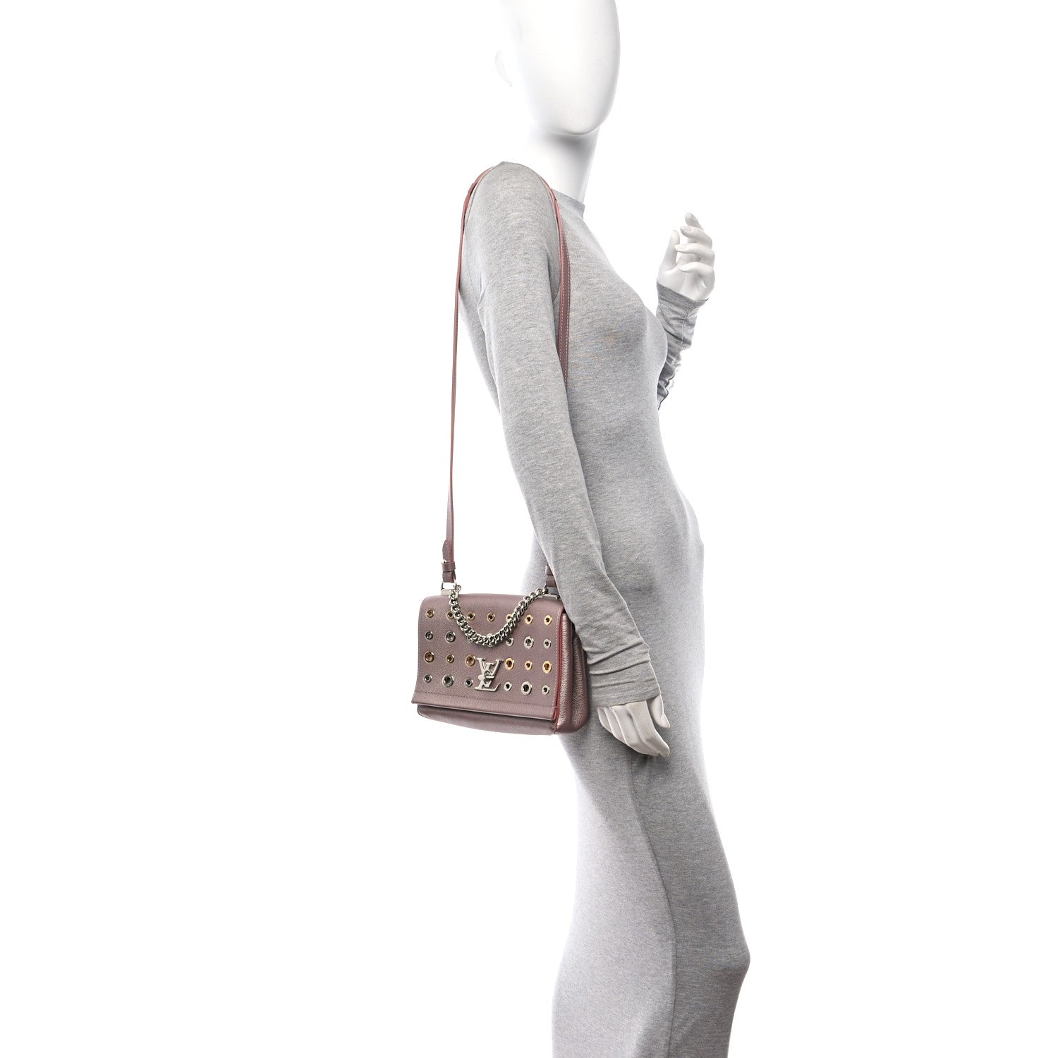 Louis Vuitton Soft Calfskin Eyelet Lockme II Chain Bag BB Rose Gold 2 of 9