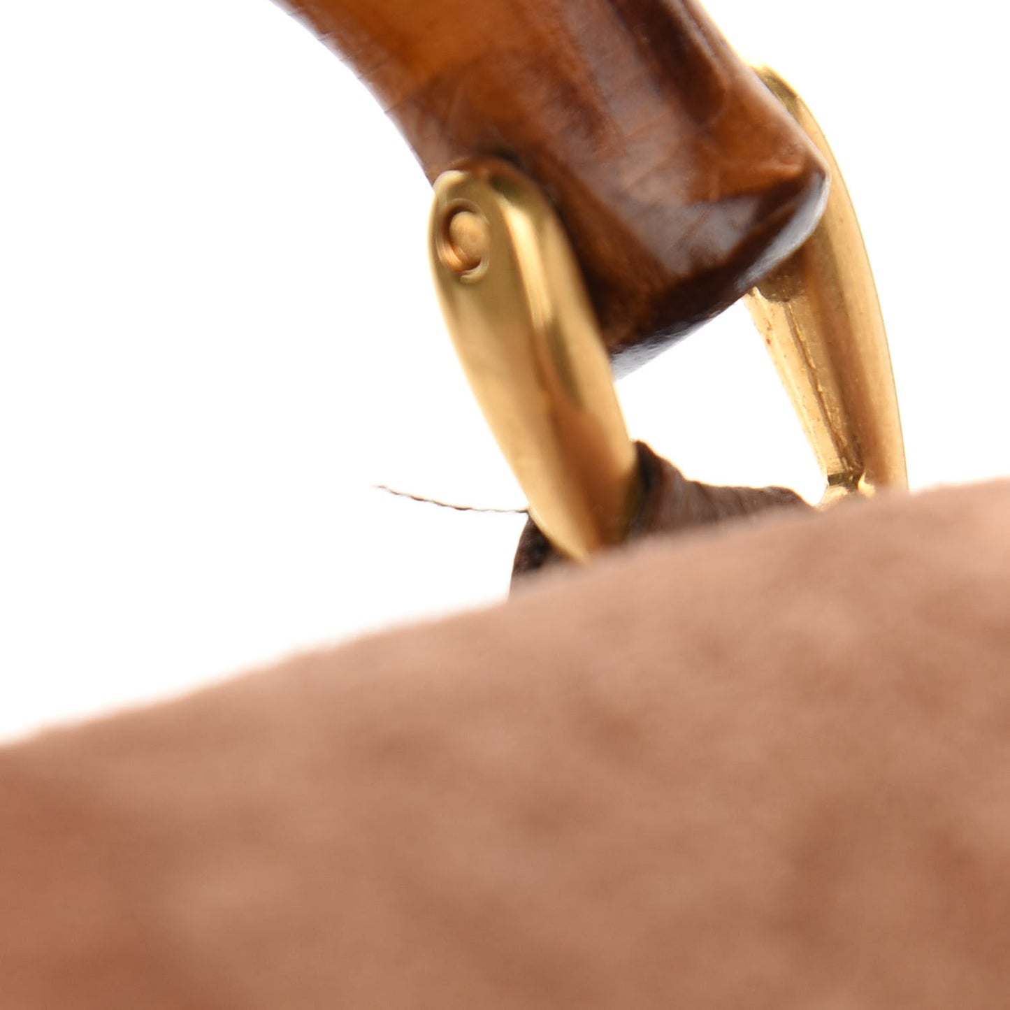 Suede Calfskin Bamboo Backpack Brown