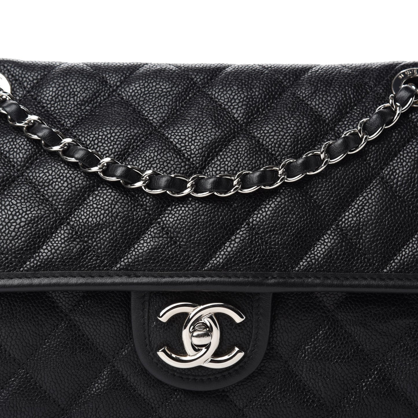 Caviar Quilted Medium French Riviera Flap Black