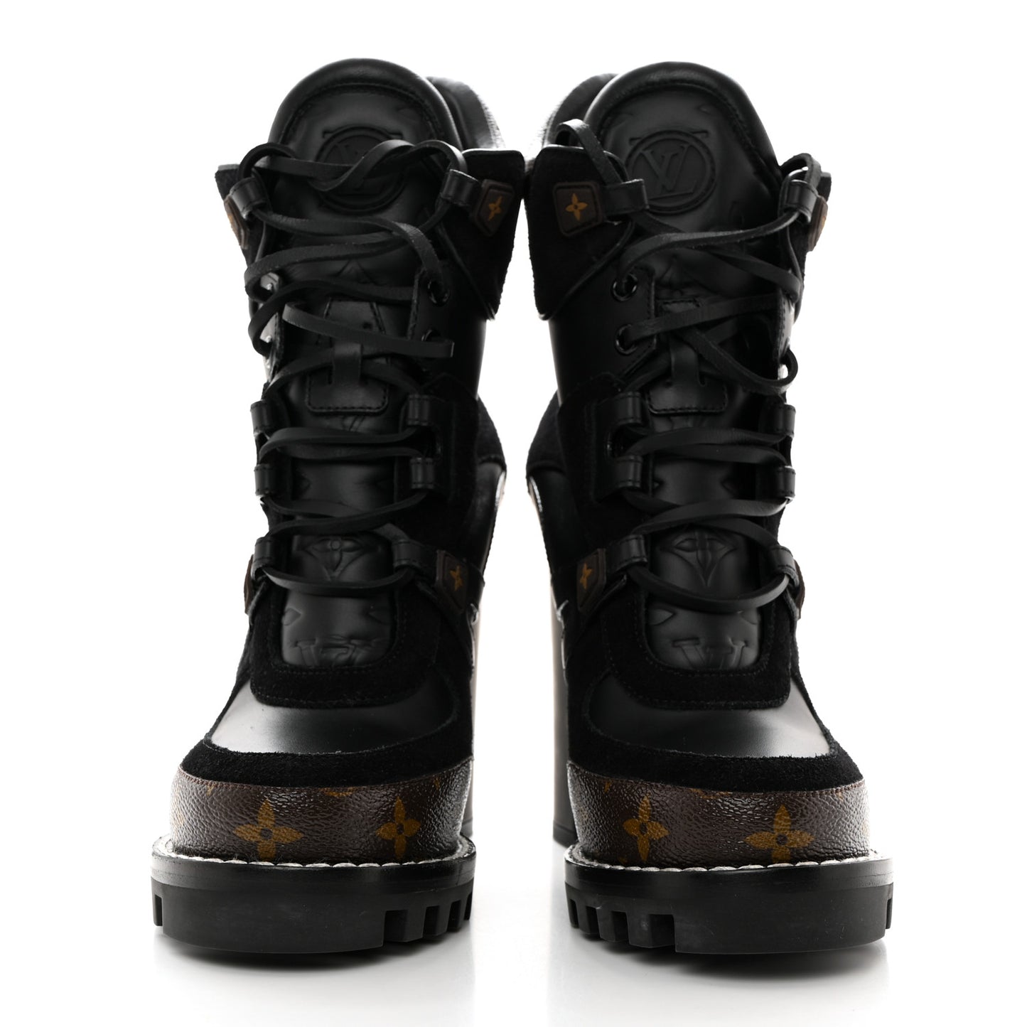 Suede Calfskin Monogram Star Trail Ankle Boots 36 Black