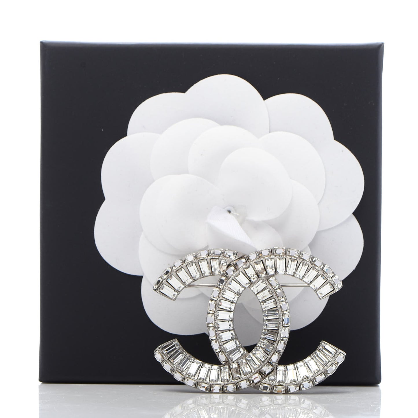 Baguette Crystal CC Brooch Silver