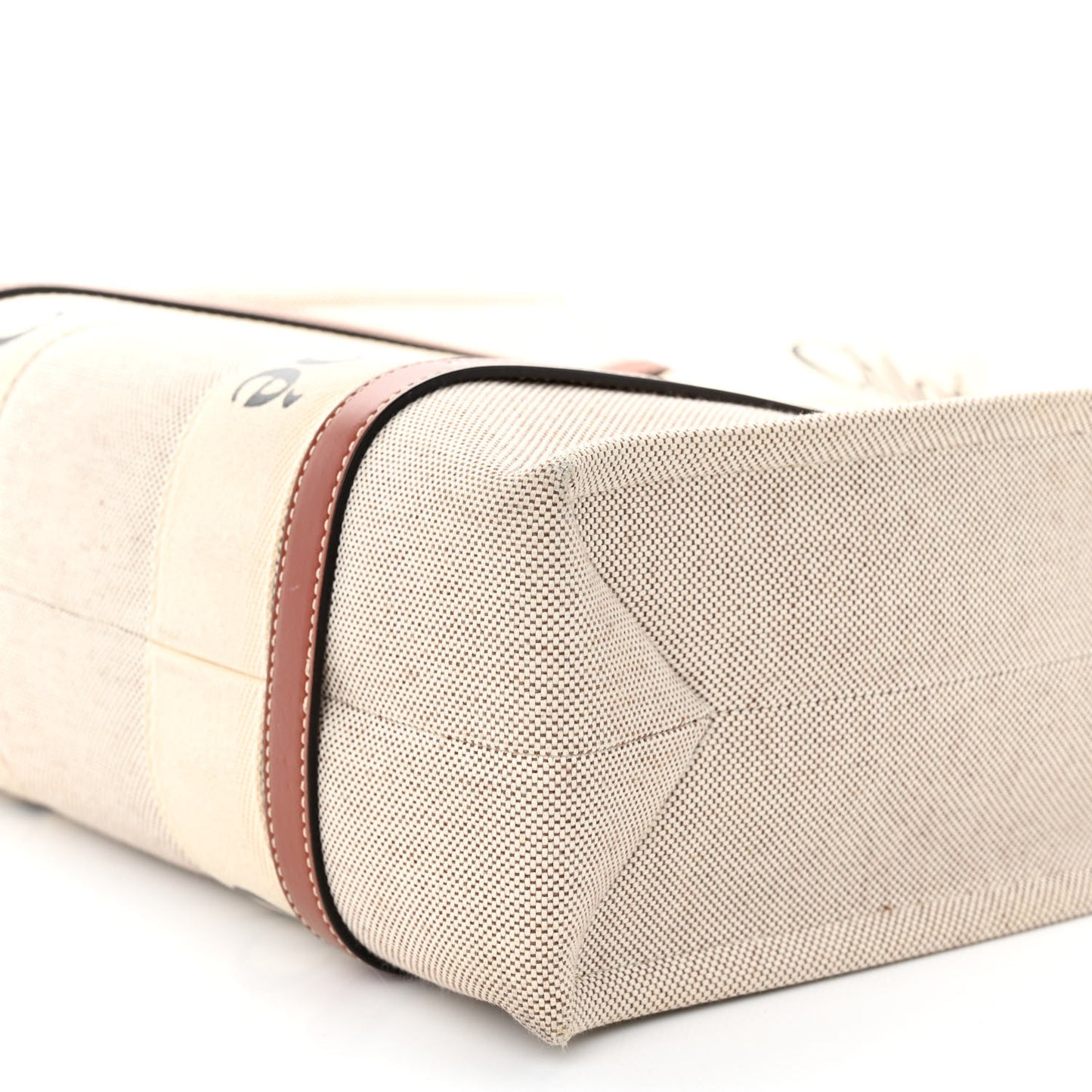 Cotton Calfskin Medium Woody Ribbon Tote White Brown