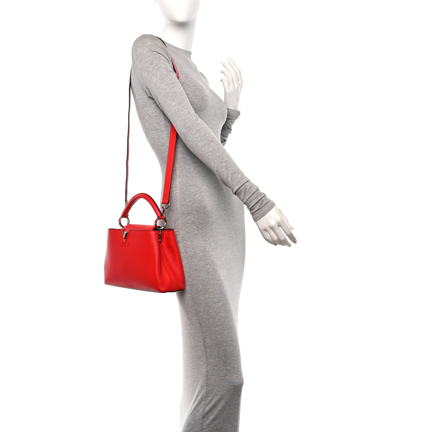 Louis Vuitton Taurillon Capucines BB Rubis 2 of 9
