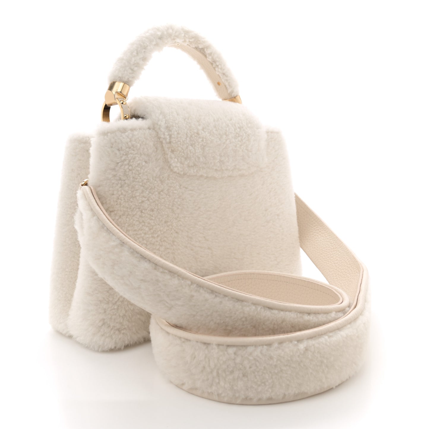 Shearling Calfskin Capucines BB White