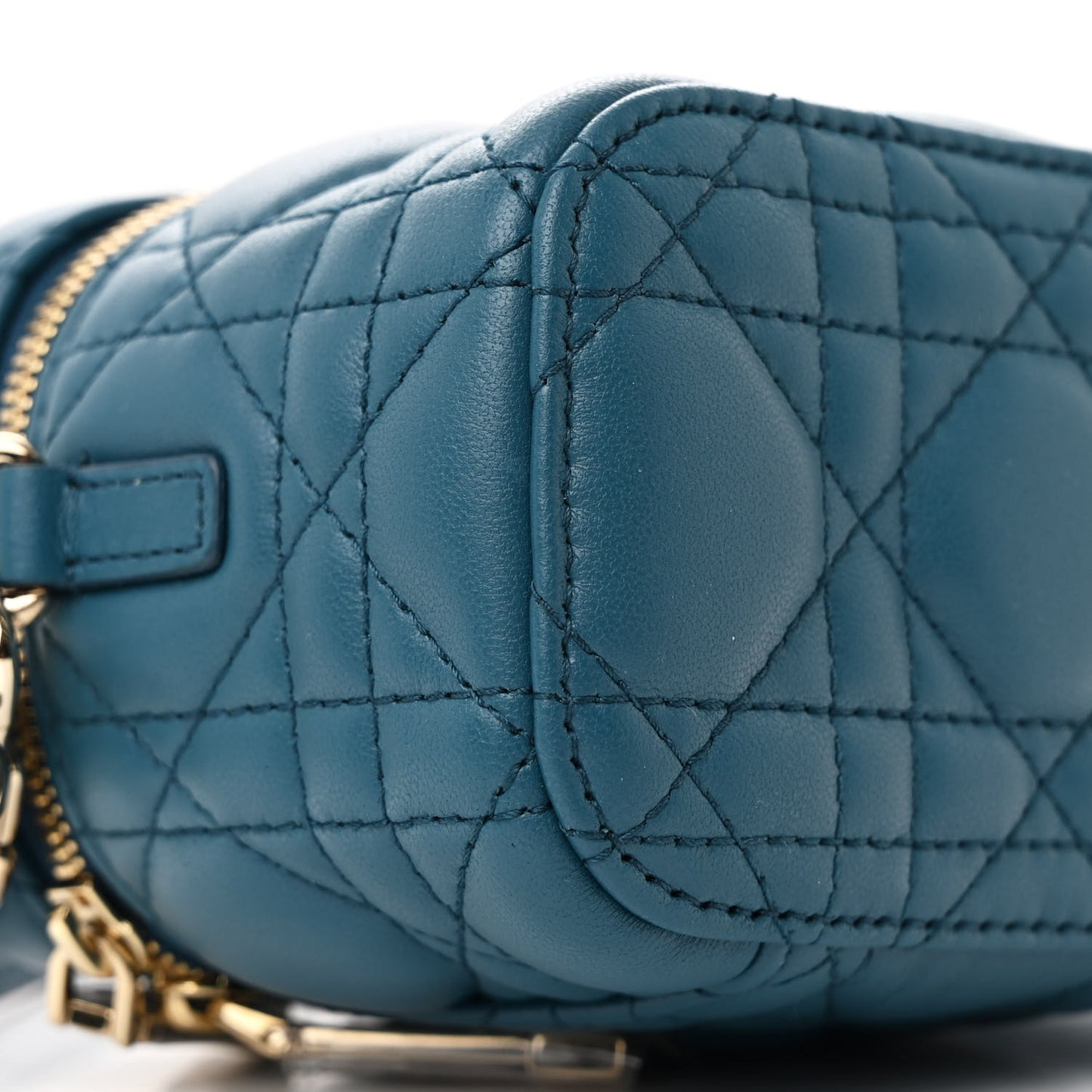Lambskin Cannage Micro Lady Dior Vanity Case Deep Ocean