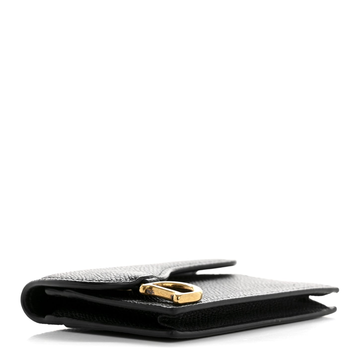 Grained Calfskin Saddle Card Holder Black