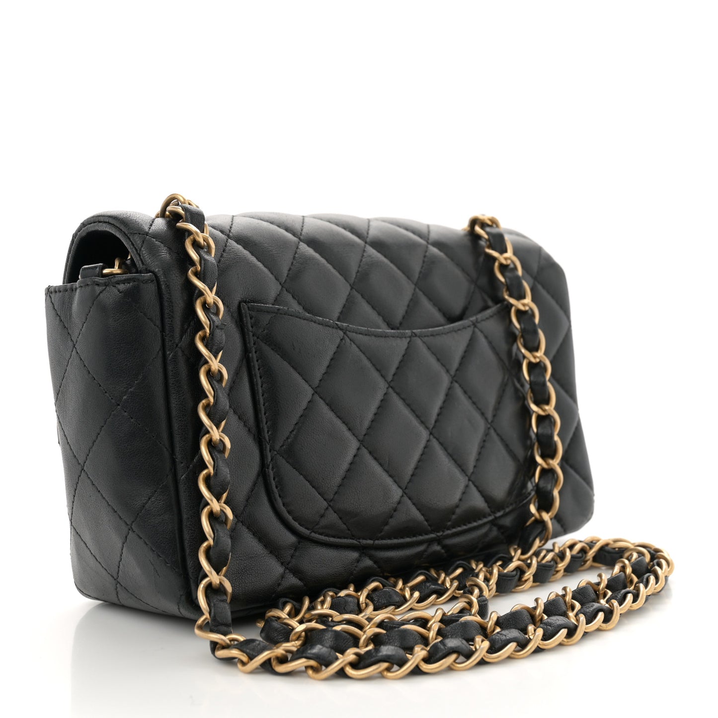 Lambskin Quilted Mini Rectangular Flap Black